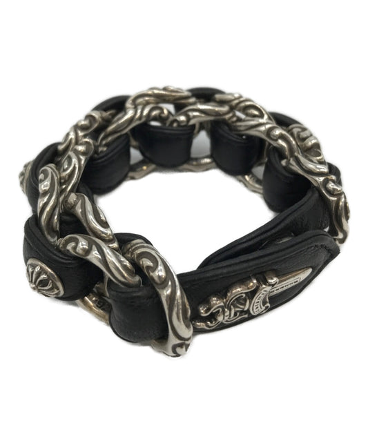 Chrome Hearts WVN SCRLL 밴드 DBL/스크롤 가죽 팔찌