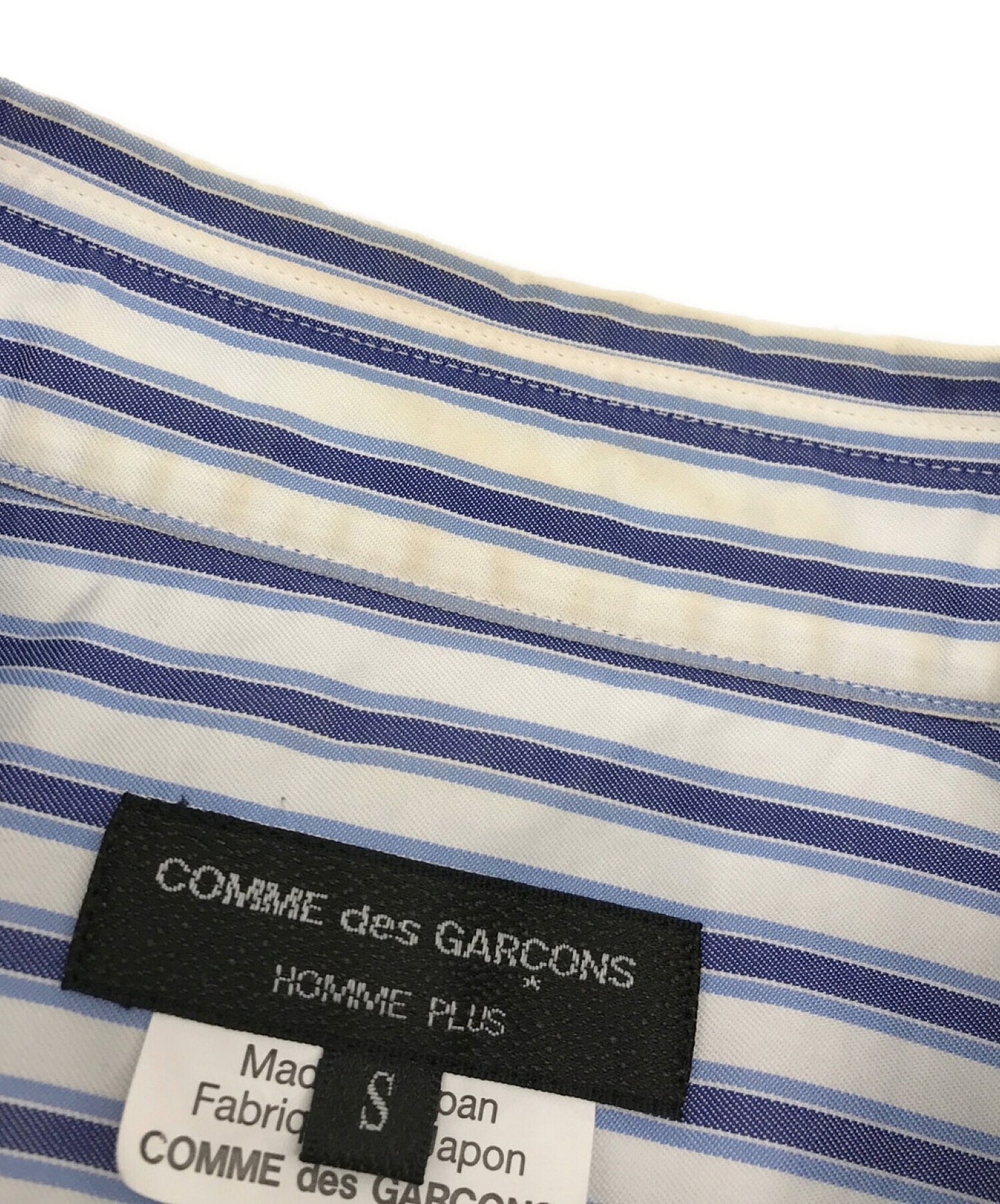 Comme des Garcons Homme加上條紋和檢查的開關襯衫襯衫長袖襯衫的B012