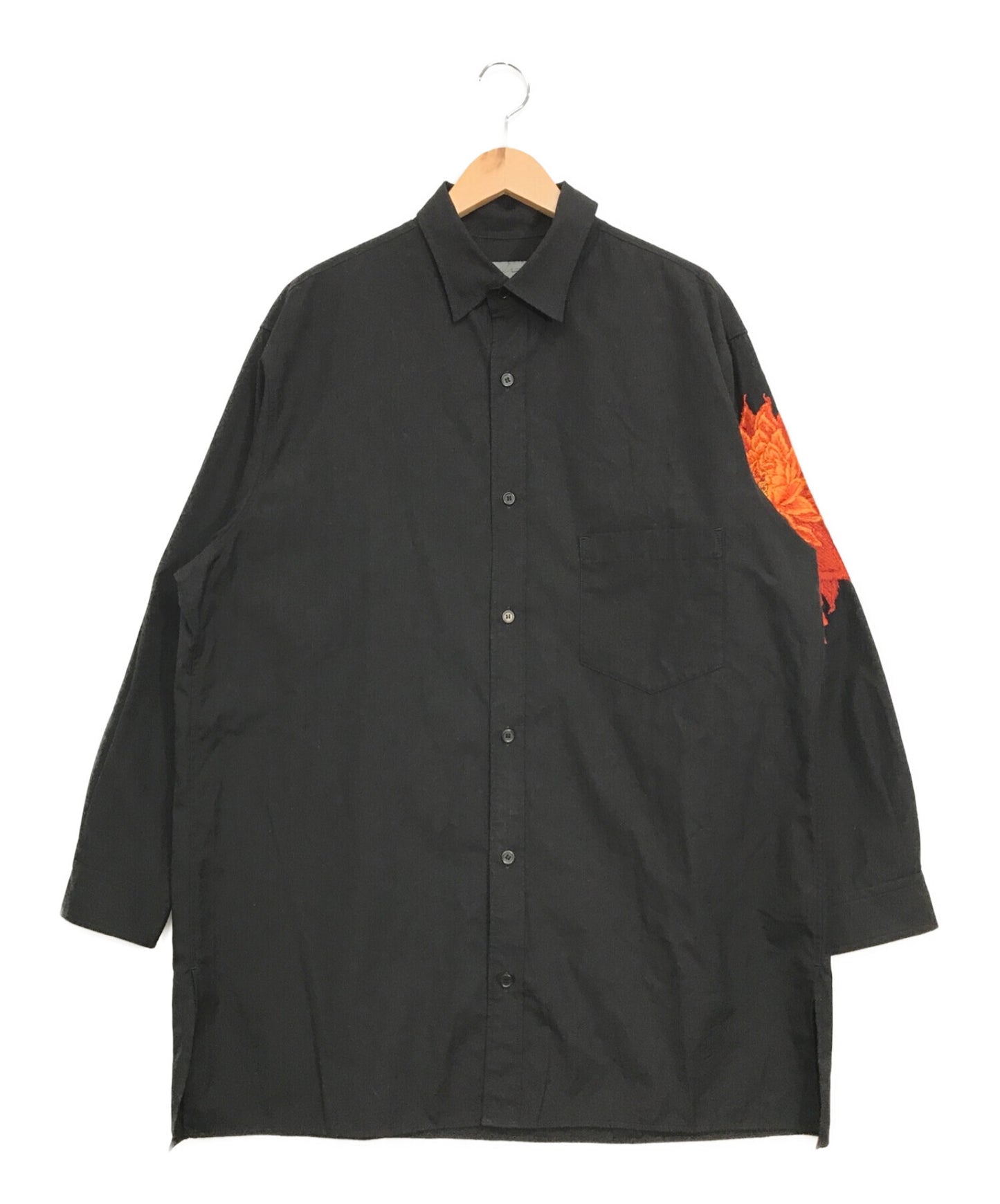 Yohji Yamamoto Pour Homme Blouse กับ Dahlia Embroidery และ Orange Hg-B90-034