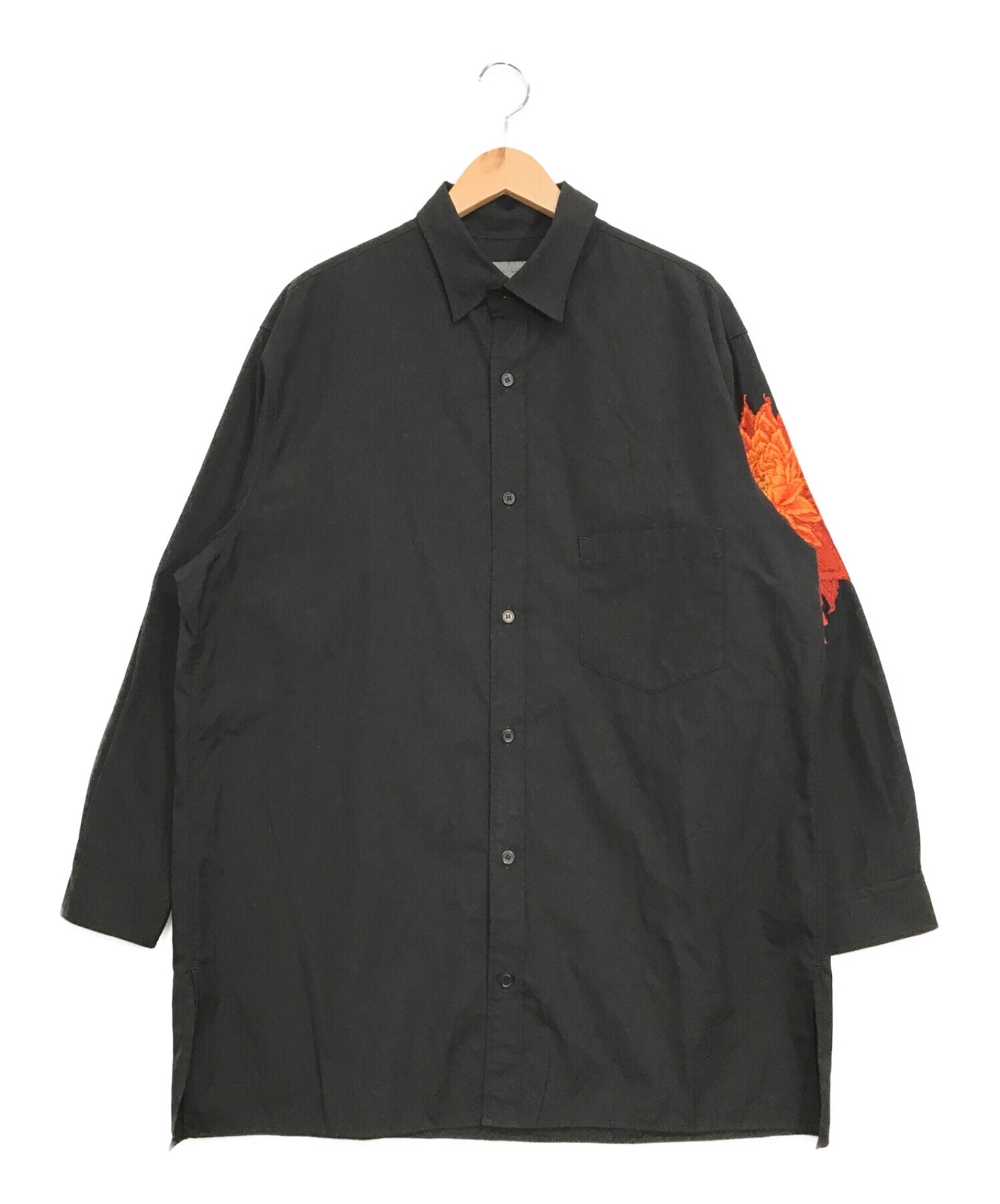 Yohji Yamamoto pour homme Blouse with dahlia embroidery and orange 