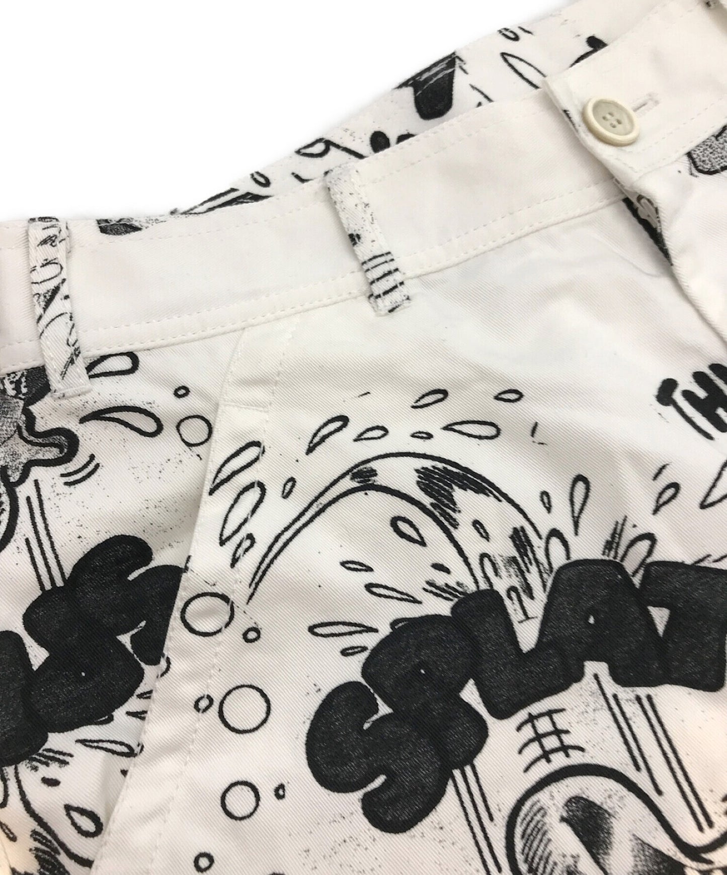 COMME DES GARCONS衬衫22SS All-Pattern裤子 /印刷 /宽 /侧按钮 /收集磨损 / FI-P117