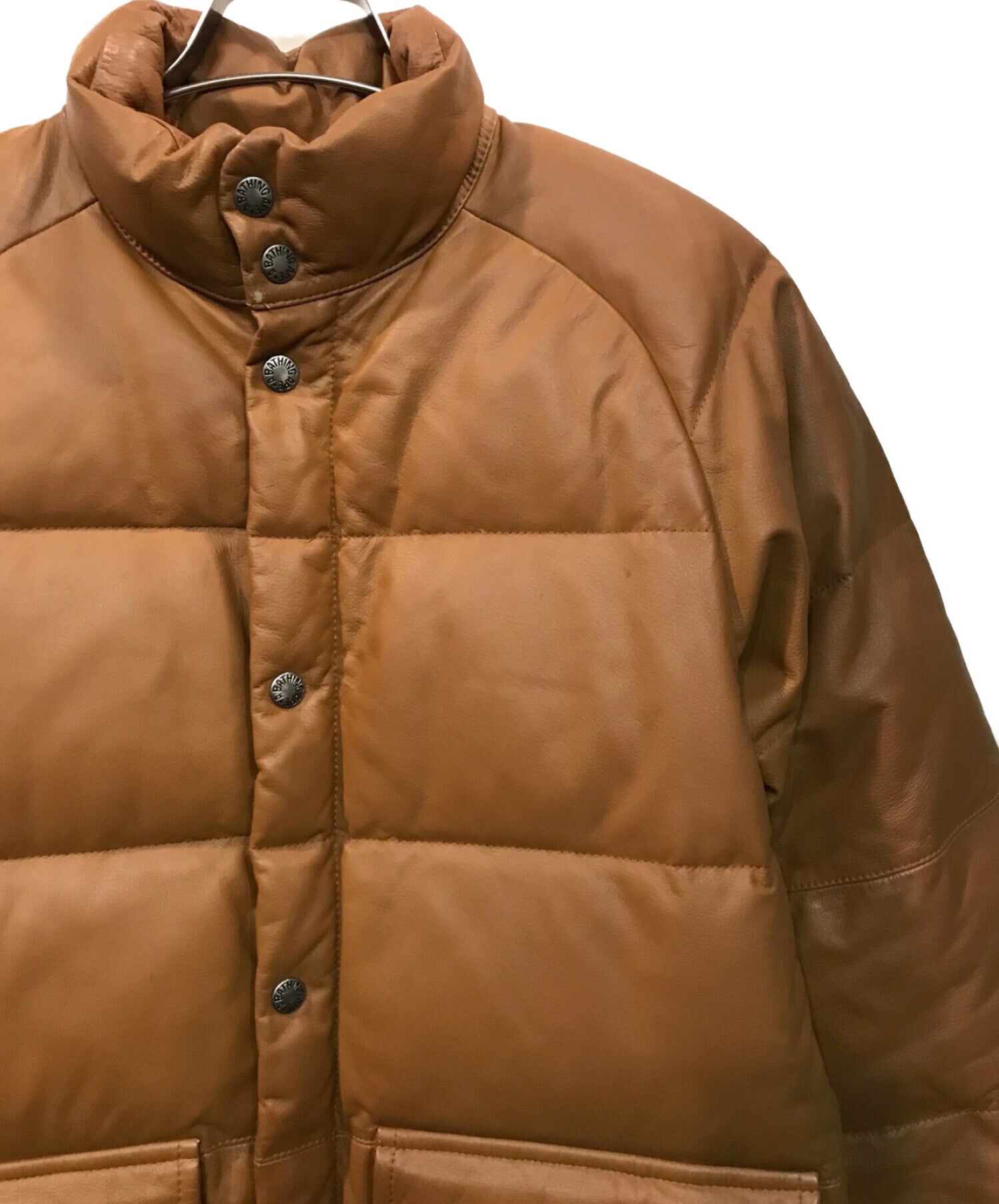 A BATHING APE Cow Leather Down Jacket