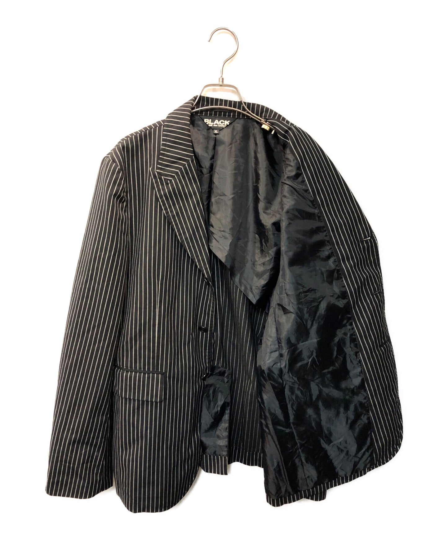 Black Comme des Garcons 스트라이프 3B 재킷 1E-J040