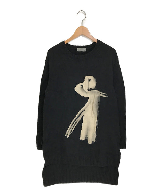 [Pre-owned] YOHJI YAMAMOTO POUR HOMME 18AW Girl Pattern Intersia Pullover Knit HV-K03-884