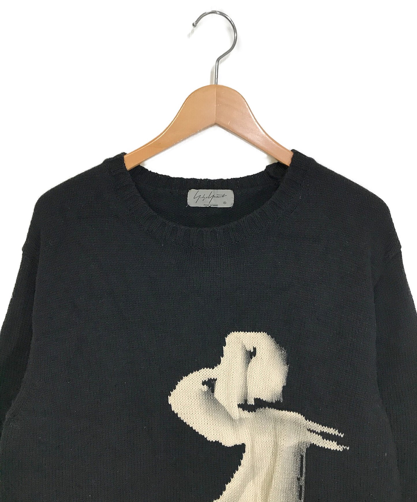 [Pre-owned] YOHJI YAMAMOTO POUR HOMME 18AW Girl Pattern Intersia Pullover Knit HV-K03-884