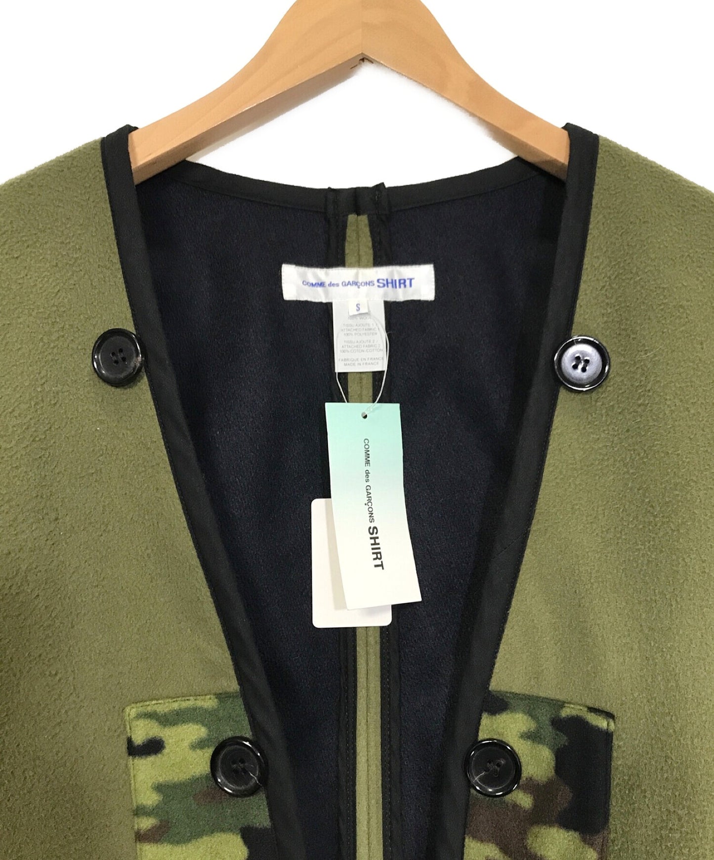 [Pre-owned] COMME des GARCONS SHIRT WOOL BROADCLOTH PLAIN × POLYESTER CAMO PRINT × COTTON TWILL COAT 17AW W25170