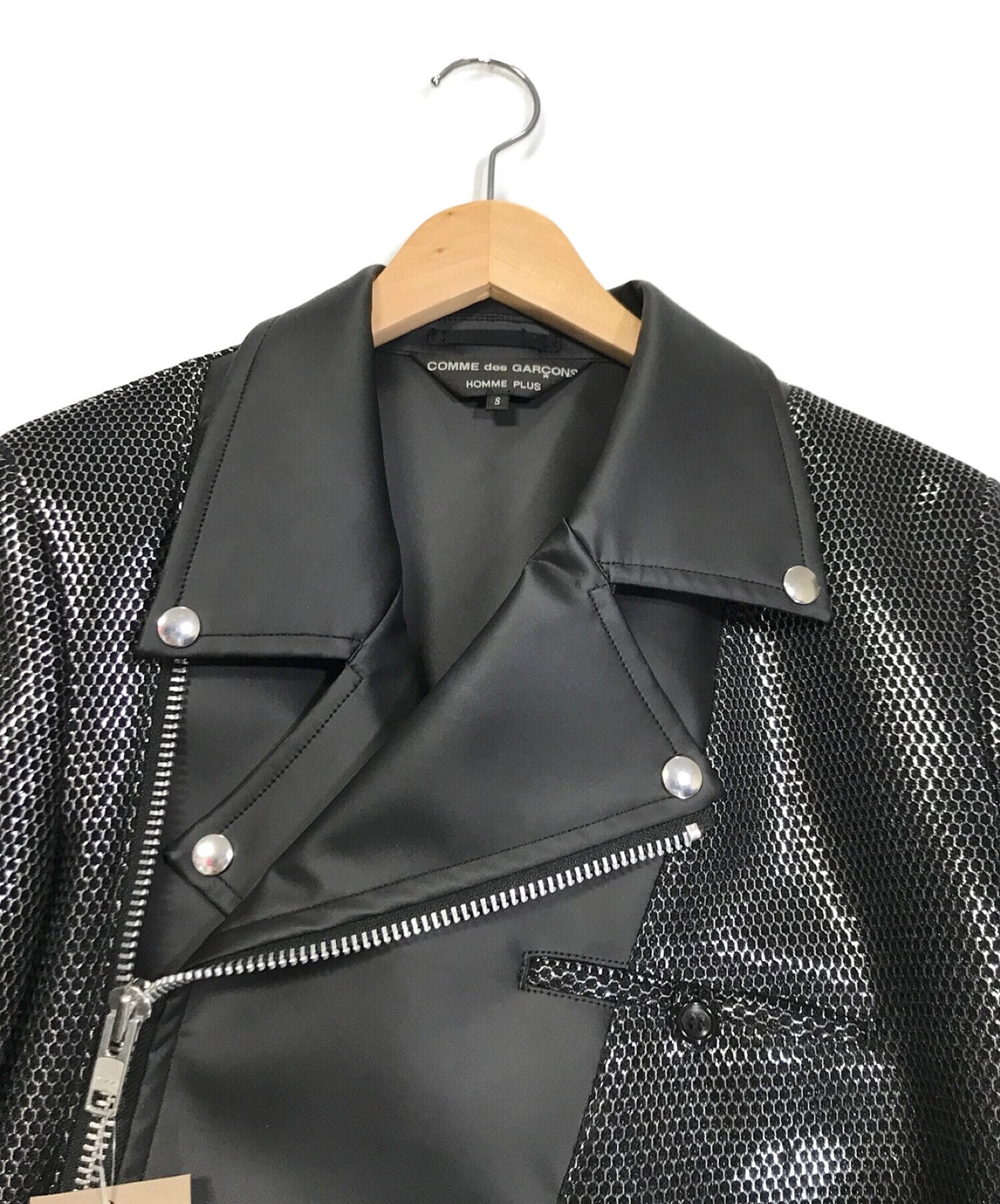 [Pre-owned] COMME des GARCONS HOMME PLUS Mesh-Switched Faux Leather Riders Jacket PH-J008