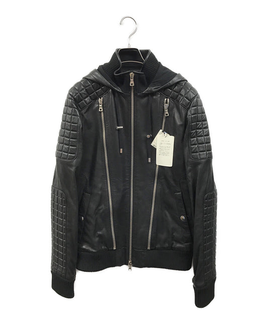 Balmain 16SS 3-Zip Leather Biker Jacket S6HC895D399