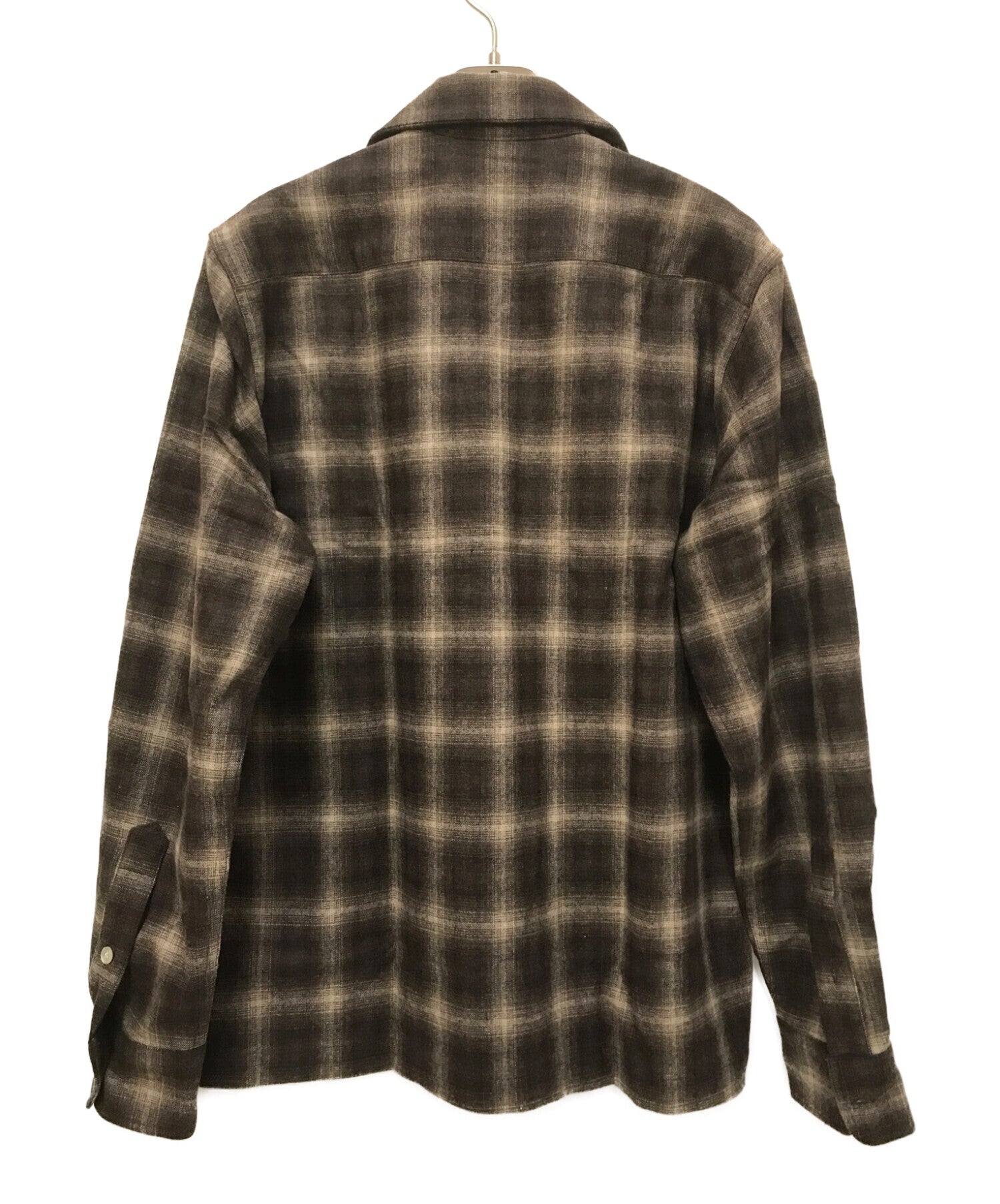 [Pre-owned] WACKO MARIA Open collar wool check shirt, open collar, long  sleeves