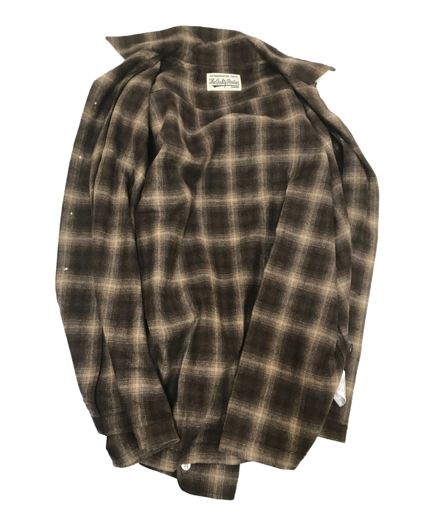 [Pre-owned] WACKO MARIA Open collar wool check shirt, open collar, long  sleeves