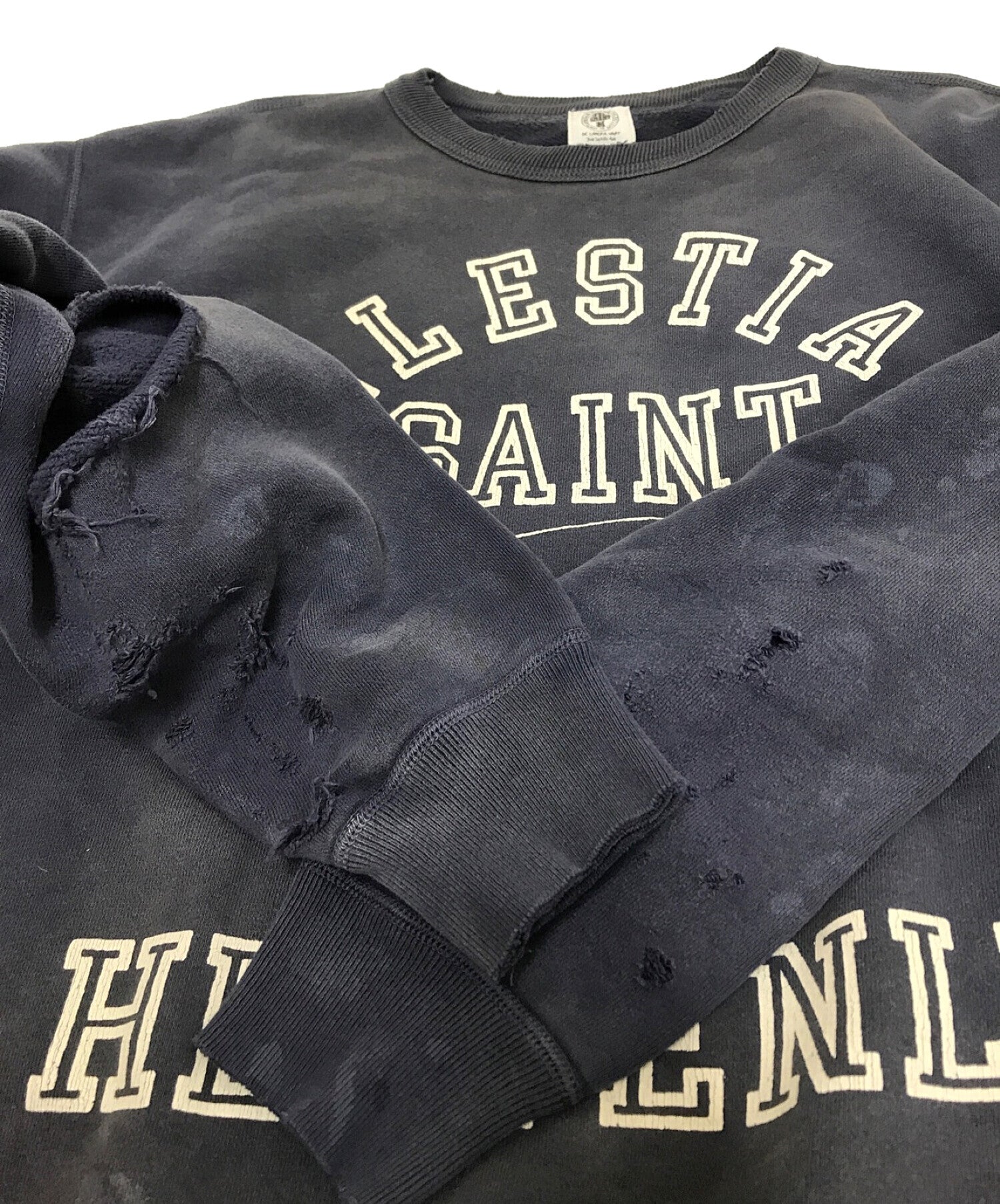 SAINT MICHAEL SKULL USED CREW NECK SWEAT Used, Damaged, Boro College  Sweatshirt SM-A21-0000-027