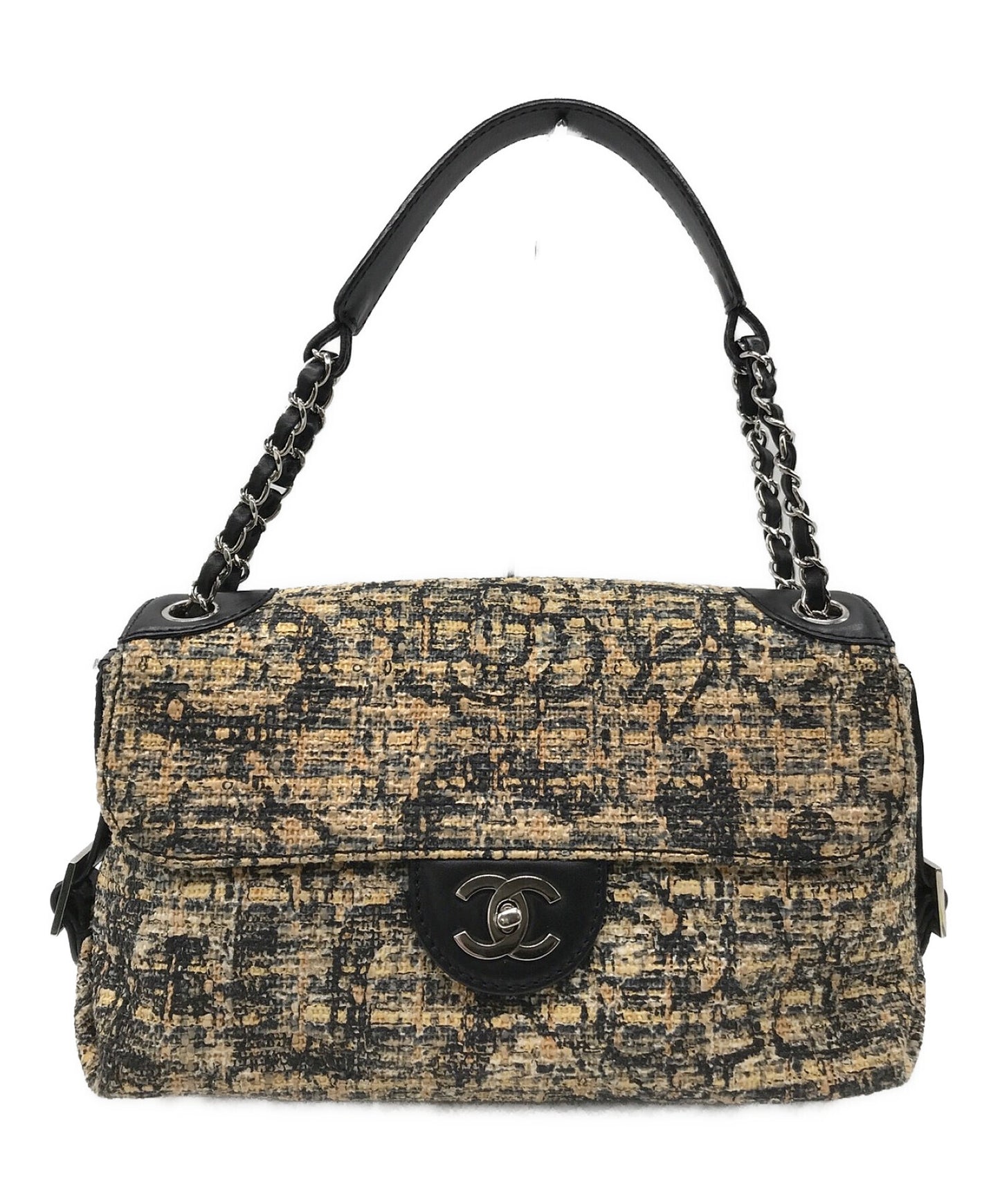 [Pre-owned] CHANEL Iconic Print Tweed Chain Shoulder Bag 10363554