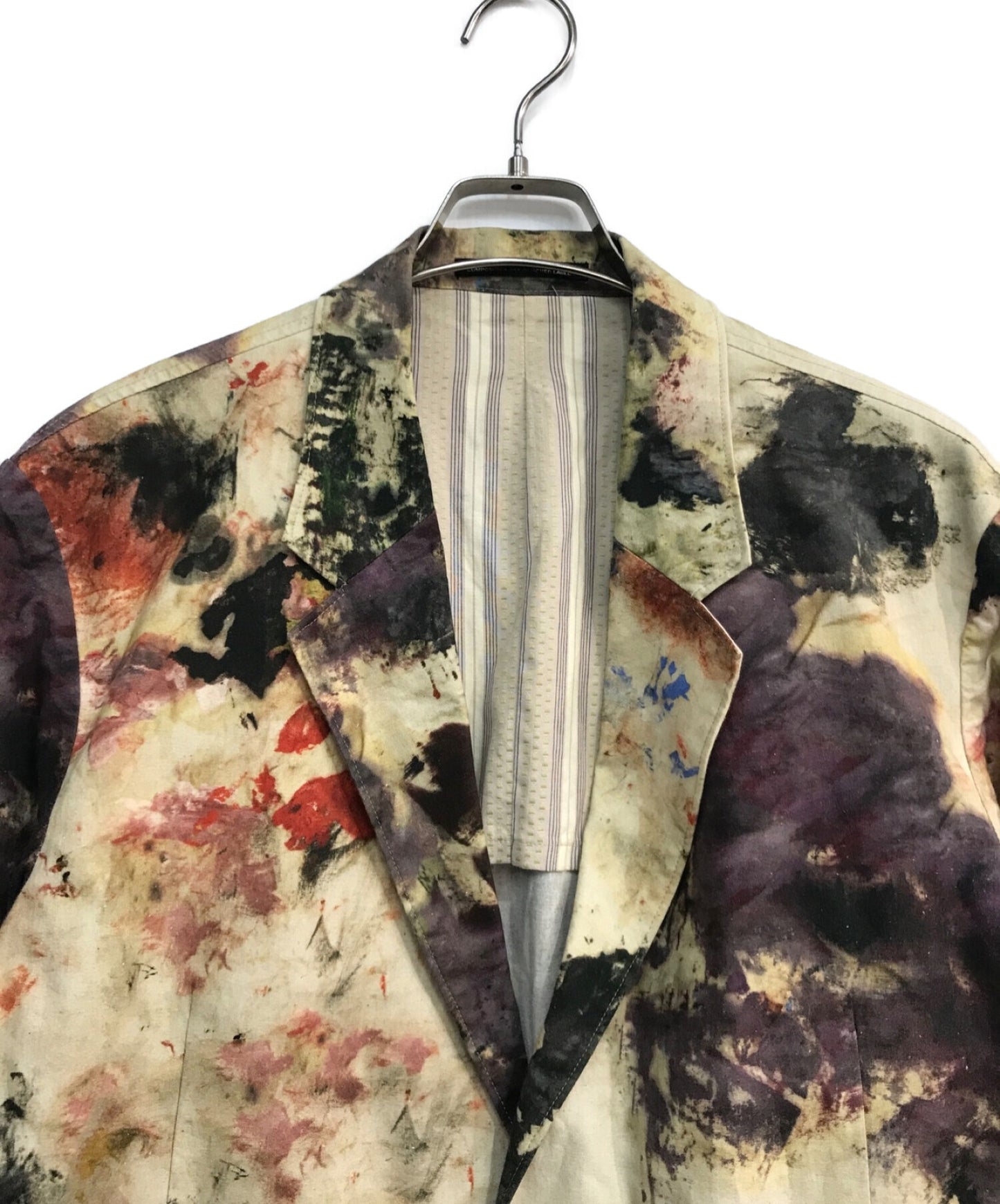 yohji yamamoto pour homme 페인팅 프린트 맞춤 재킷 hw-j59-024 올 프린트 백리스 재킷 18ss 룩 27 베이지 HW-J59-024