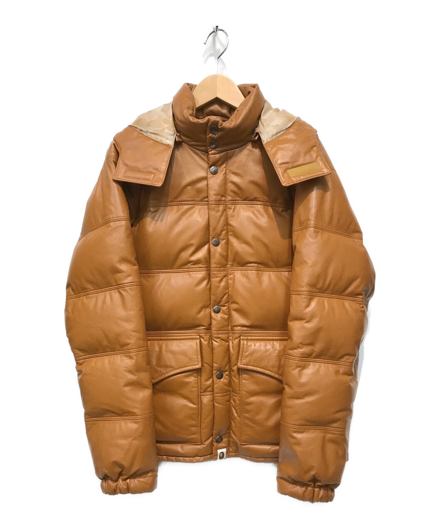 A BATHING APE Leather down jacket with hood 1860-141-006