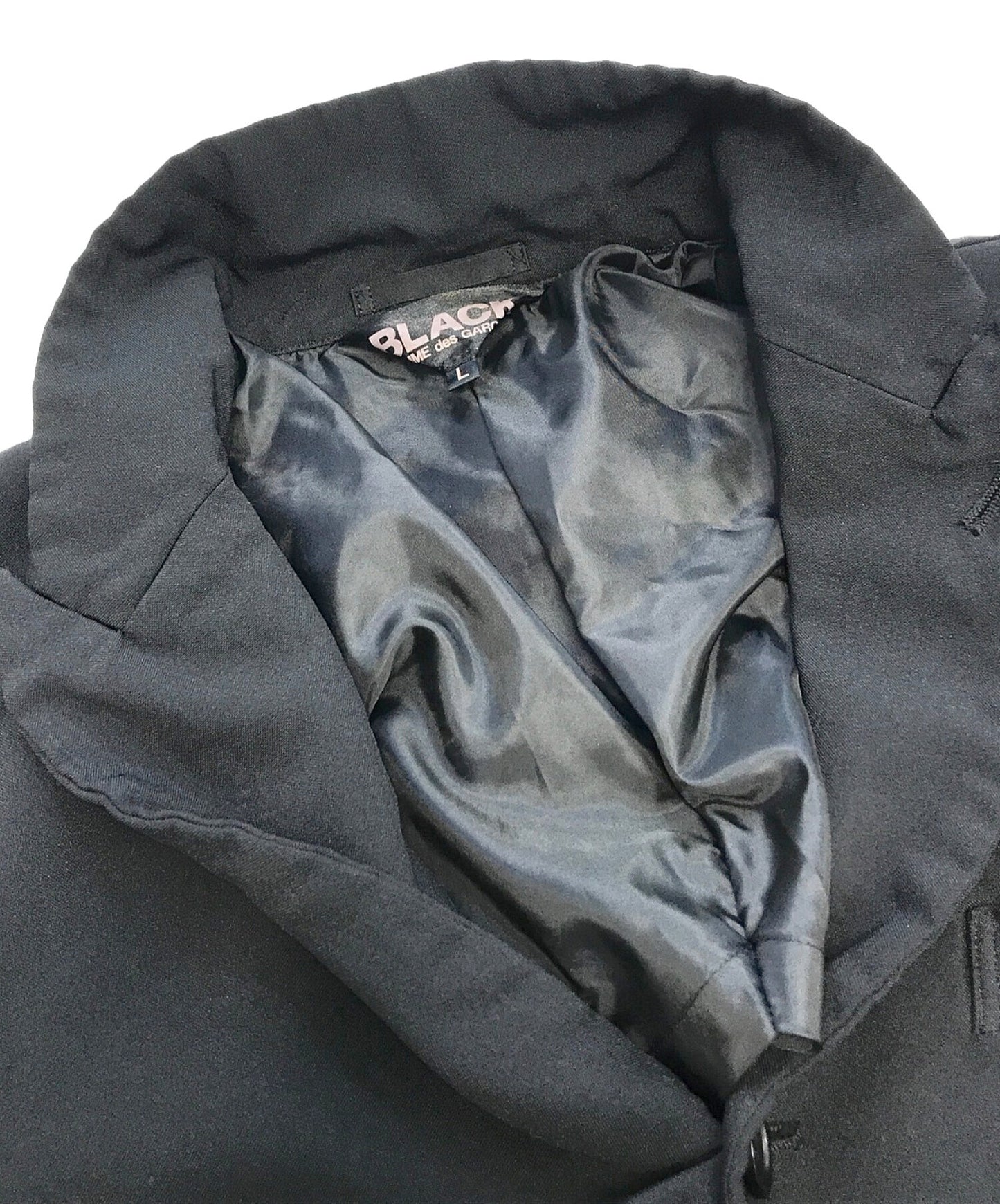 Black Comme des Garcons 백 커팅 재킷 1A-J012