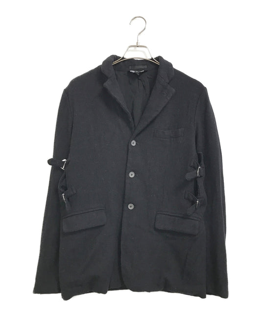 Black Comme des Garcons 벨트 디자인 양모 재킷 1T-J017