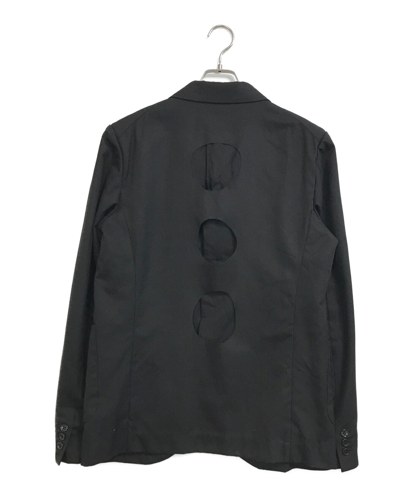 홀 디자인 1C-J011과 함께 Black Comme Des Garcons 테일러드 재킷