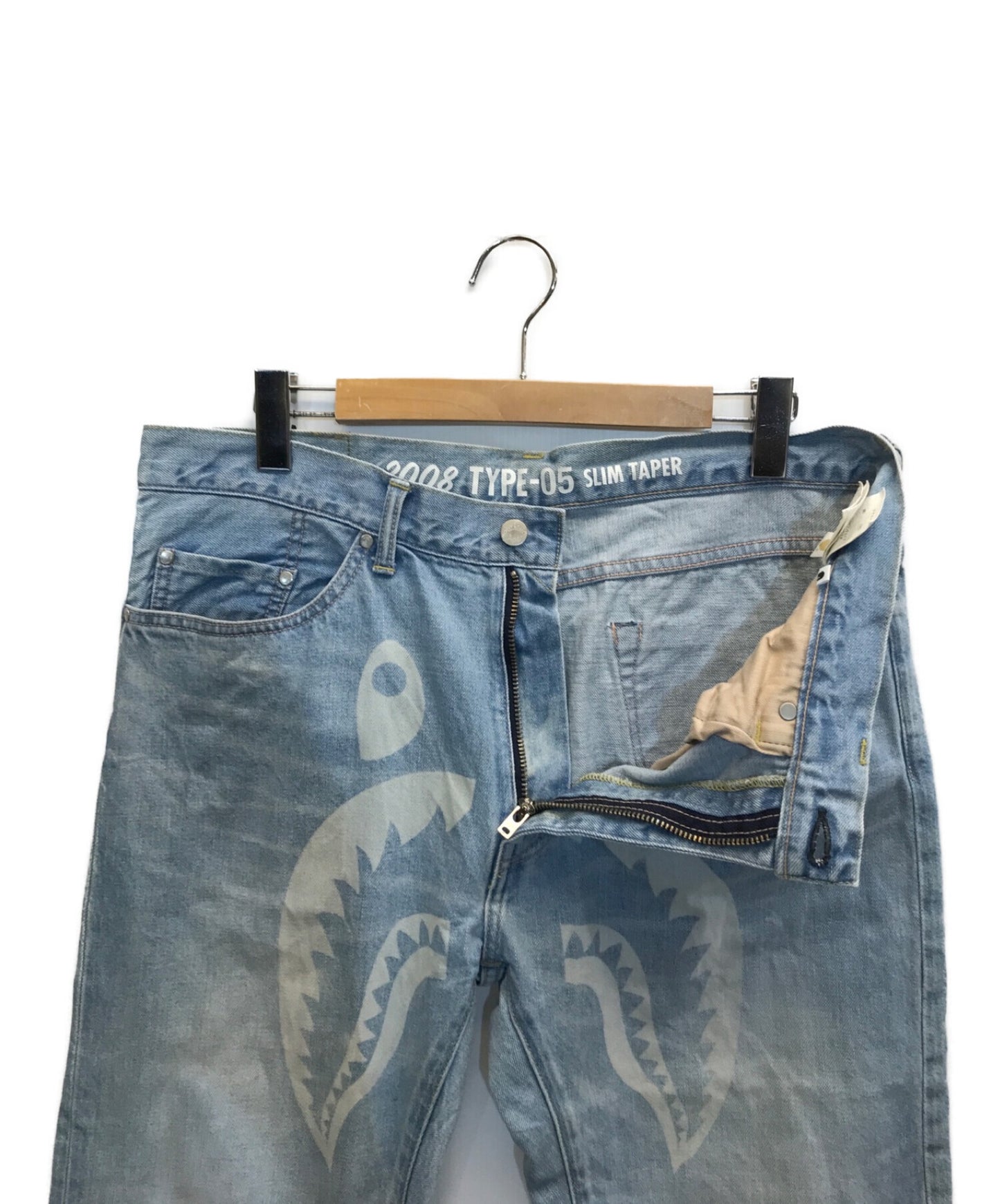 [Pre-owned] A BATHING APE Shark Print Denim Pants 001DPE301007X