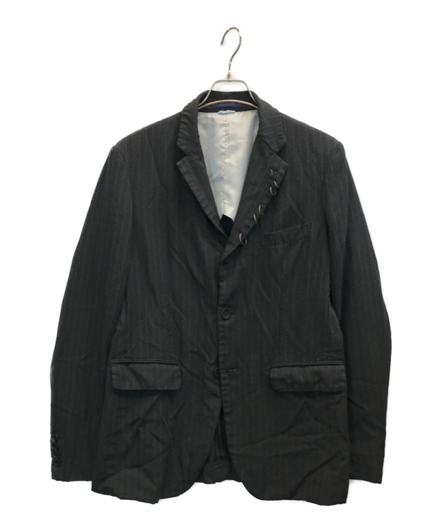 Comme des Garcons Homme Deux Shrunken Poly Ring Lapel Striped Jacket 3B 테일러드 재킷 DK-J038