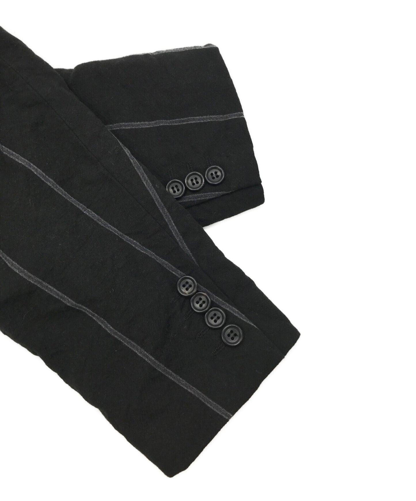 COMME DES GARCONS HOMME DEUX亞麻和棉花皺紋的拉鍊口袋夾克皺紋裁縫夾克DK-J049 AD2022