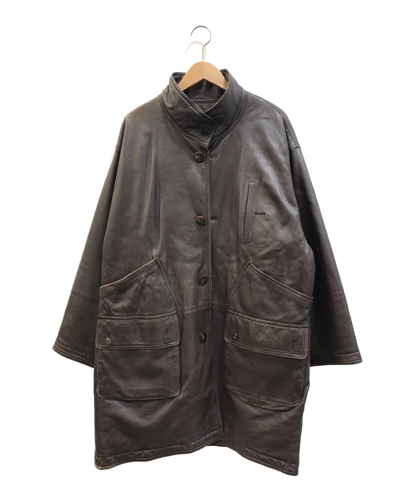 [Pre-owned] ISSEY MIYAKE×TSUMORI CHISATO [OLD] 80s Leather Nylon Reversible Coat RQ63029