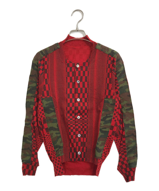 COMME DES GARCONS幾何圖案Camo Patch Cardigan GN100050