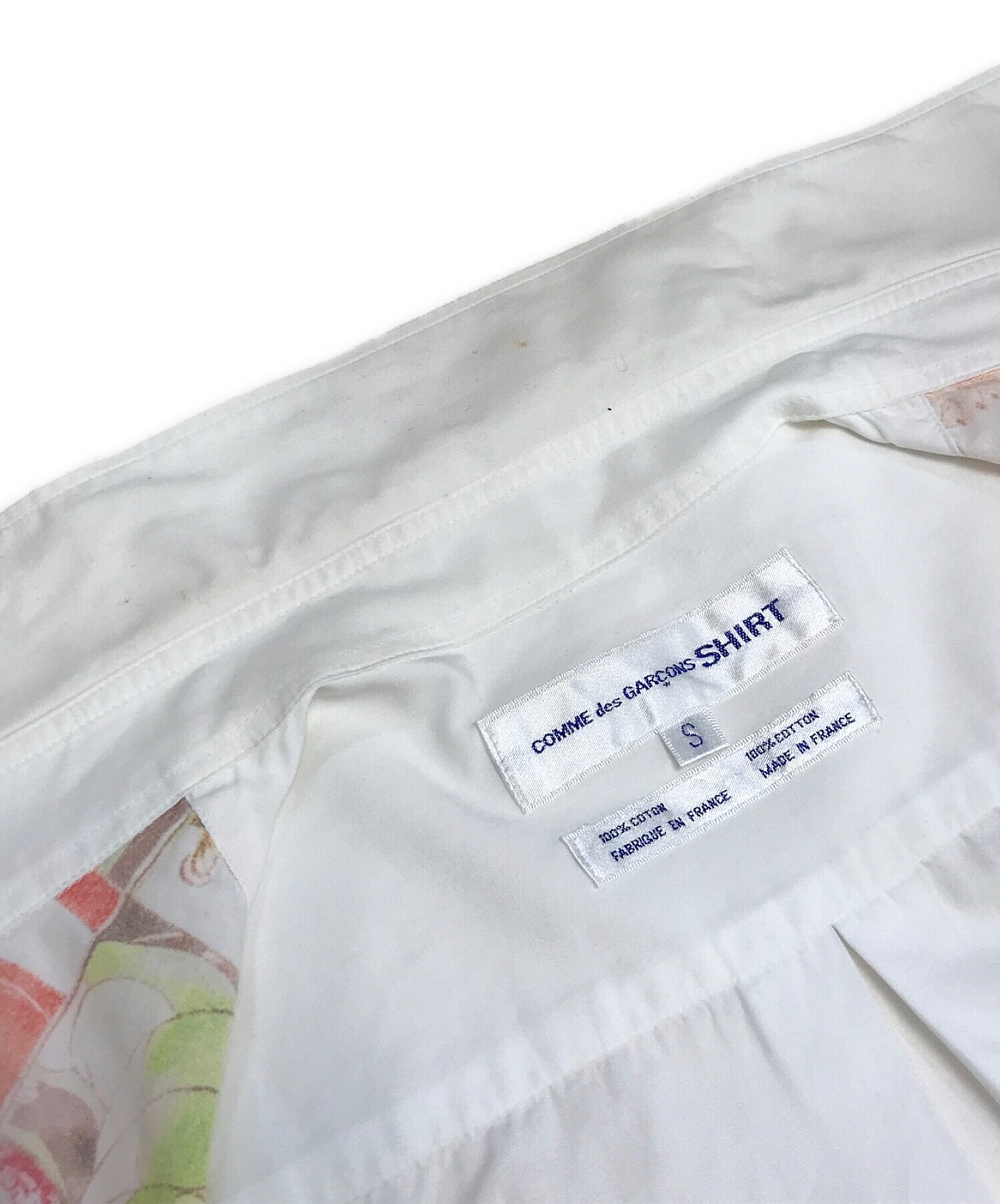 Comme des Garcons 셔츠 만화 패치 워크 이송 셔츠