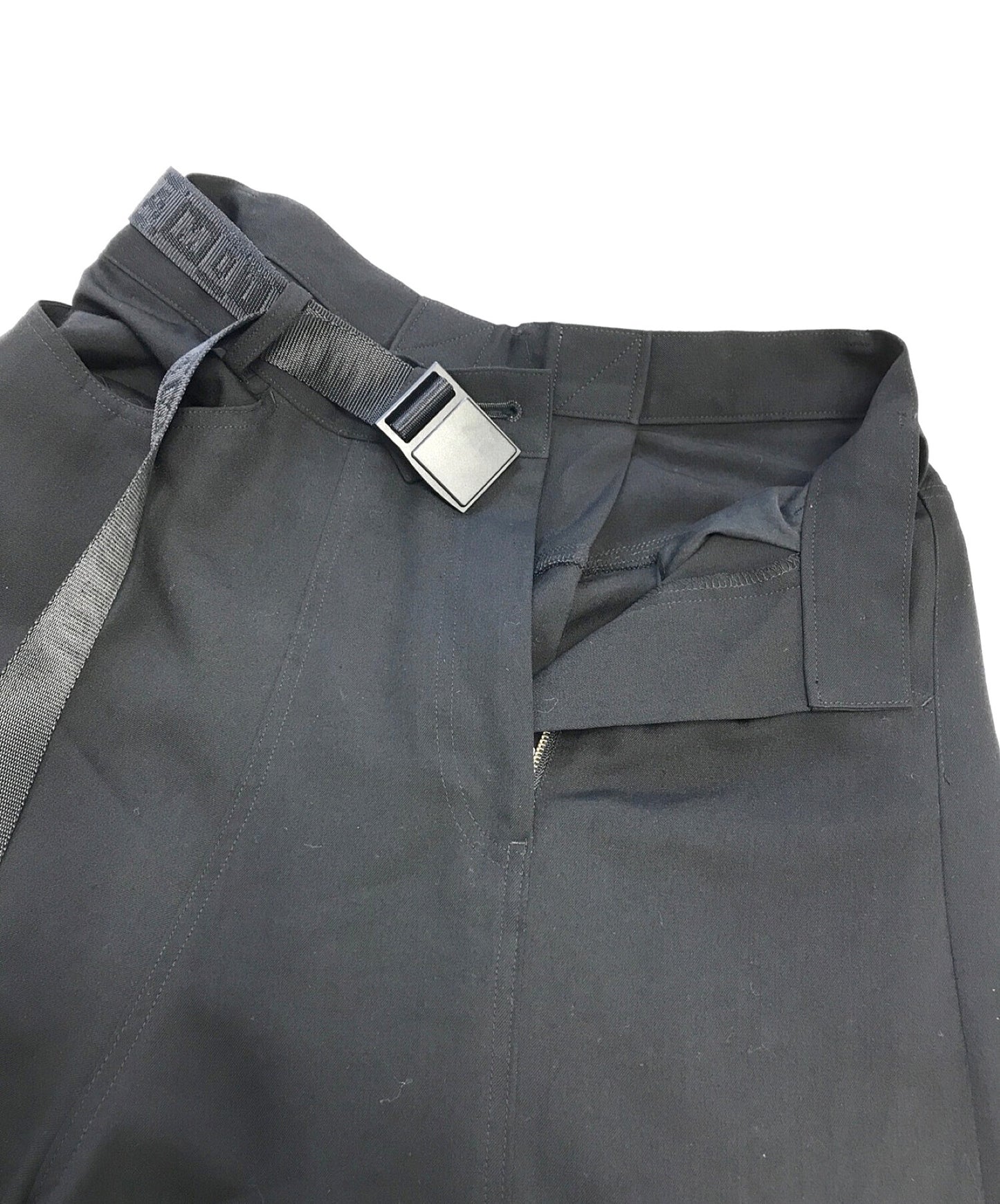 กฎระเบียบ Yohji Yamamoto Wool Gaber Hakama Pants พร้อมเข็มขัด FJ-P51-100