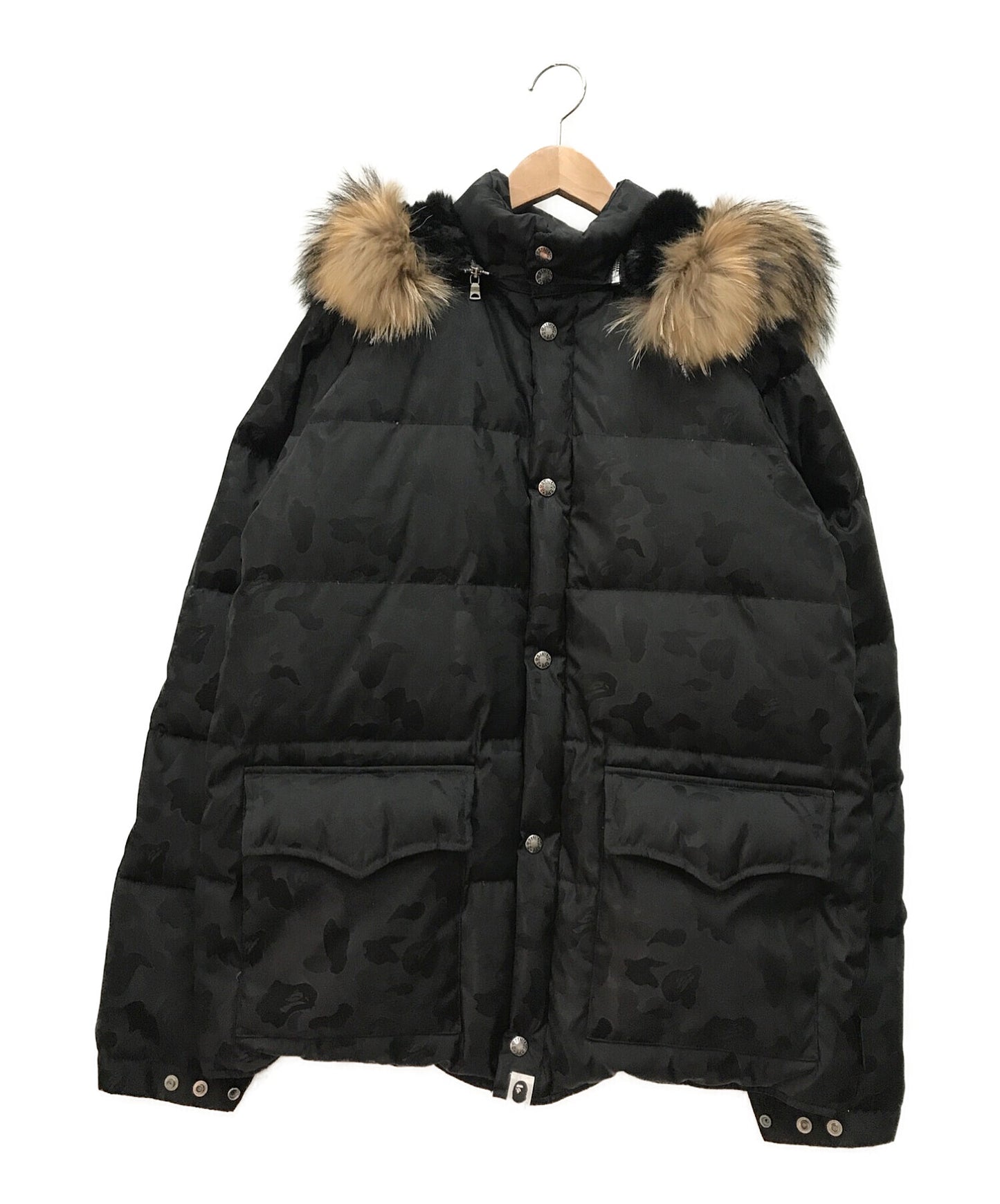 A BATHING APE Fur Hood Jacquard Sal Camouflage Down Jacket GORE-DRYLOFT