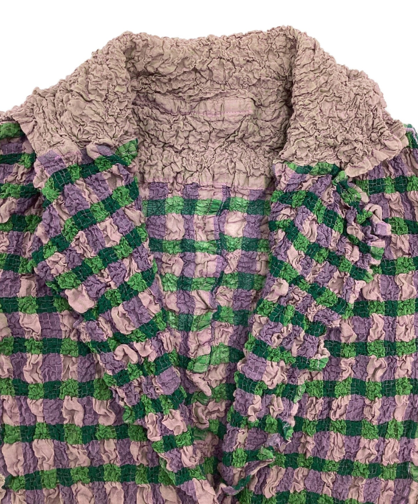 [Pre-owned] me ISSEY MIYAKE Wrinkled jacket, checkered pattern MI14FD471