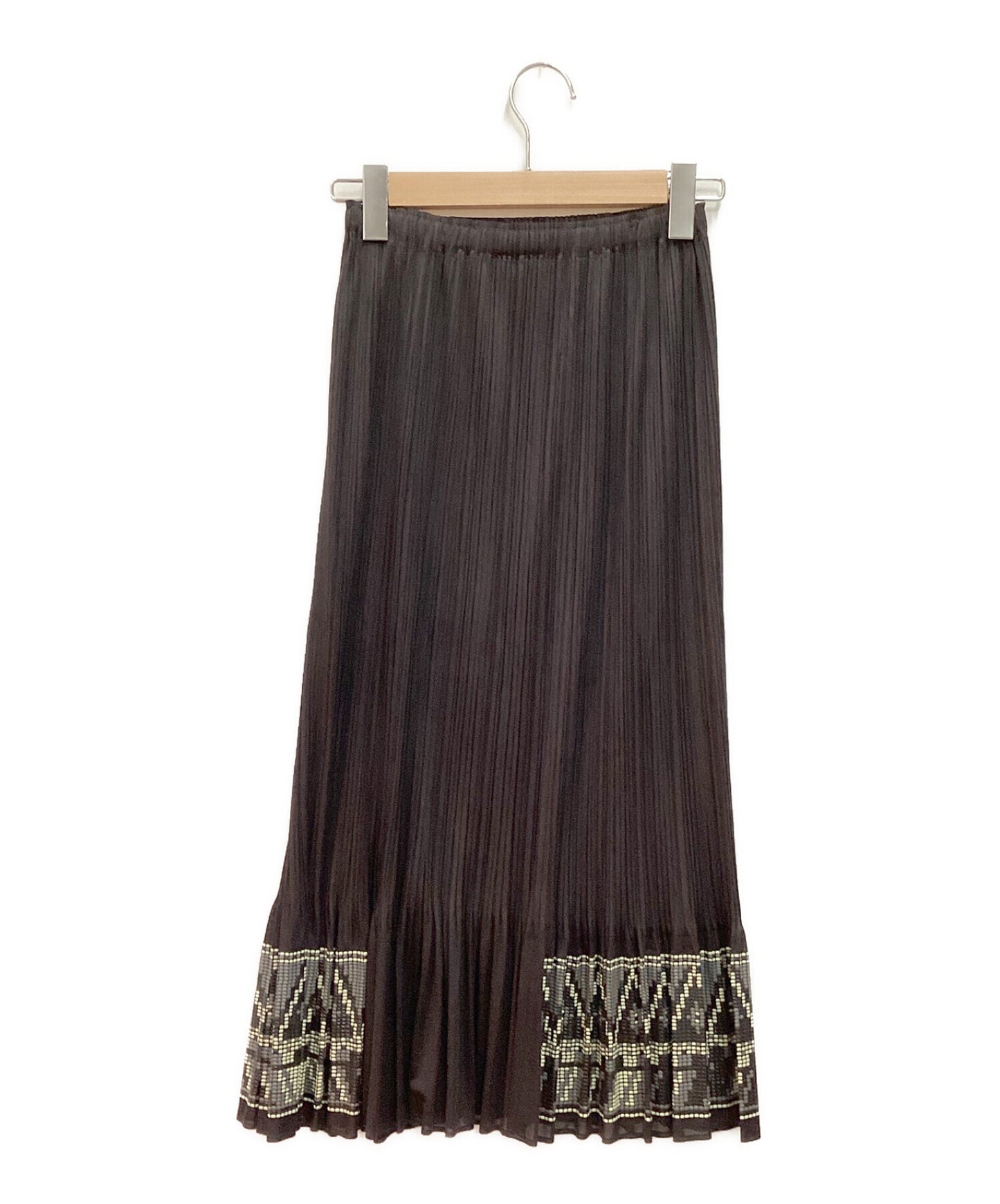 [Pre-owned] PLEATS PLEASE Pleated skirt with printed hem PP21-JG581