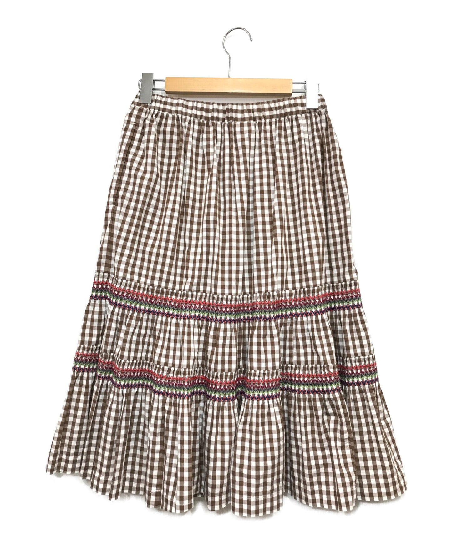 Comme des Garcons女孩Gingham检查设计Maxi Skirt NA-A003 AD2018