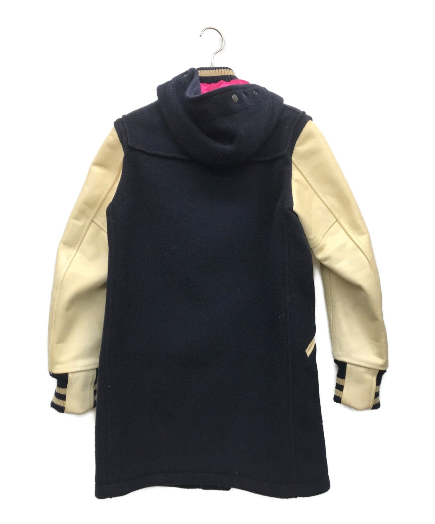 Comme des Garcons Junya Watanabe Man Duffel Coat with Varsity Jacket UJ-C001과 같은 송아지 가죽 소매