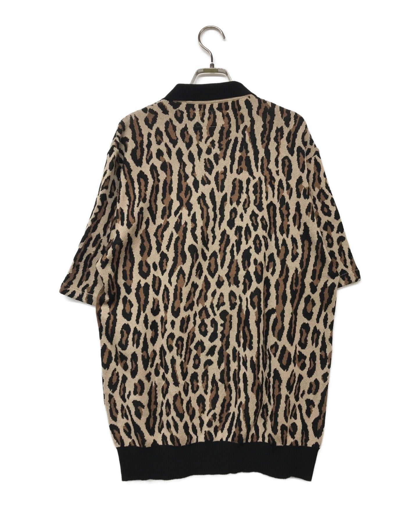 WACKO MARIA LEOPARD KNIT JAQUARD POLO SHIRT / Leopard Knit Jacquard Polo