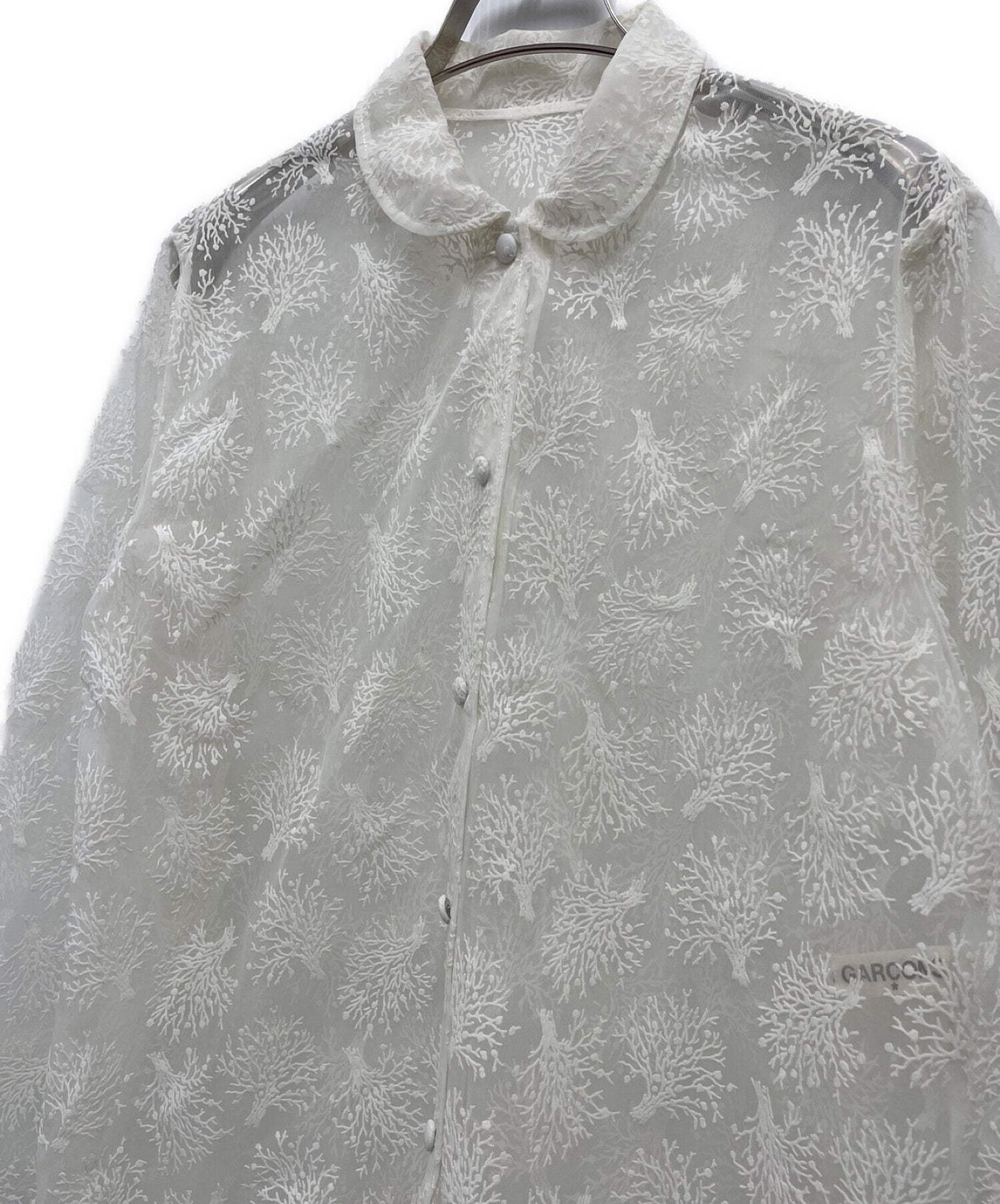 [Pre-owned] COMME des GARCONS 70-80's Vintage Shawl Collar Sheer Embroidered Shirt