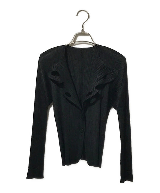 [Pre-owned] PLEATS PLEASE collarless cardigan PP93-J0733