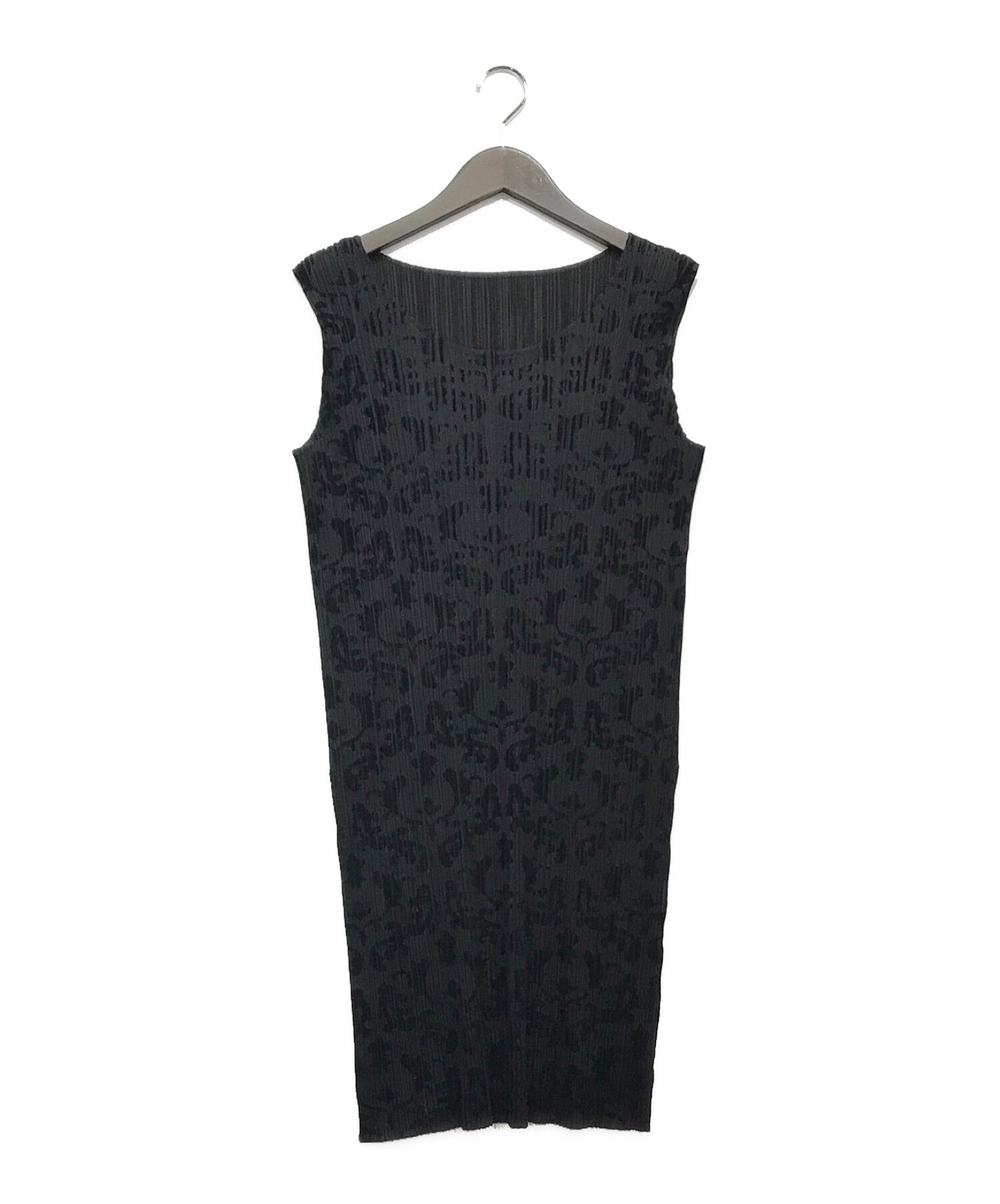 [Pre-owned] PLEATS PLEASE Flocked Print Sleeveless Dress PP53-JK743
