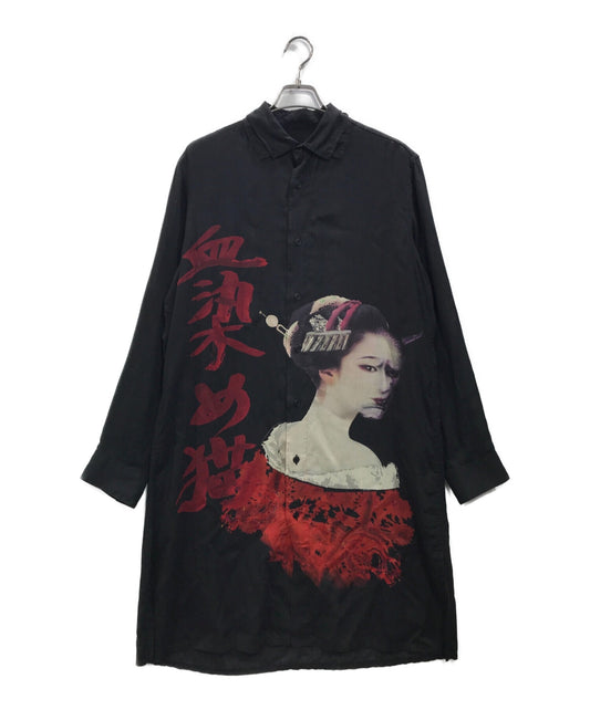 [Pre-owned] BLACK Scandal Yohji Yamamoto 18AW Blood-dyed cat BS print long shirt HV-B50-215