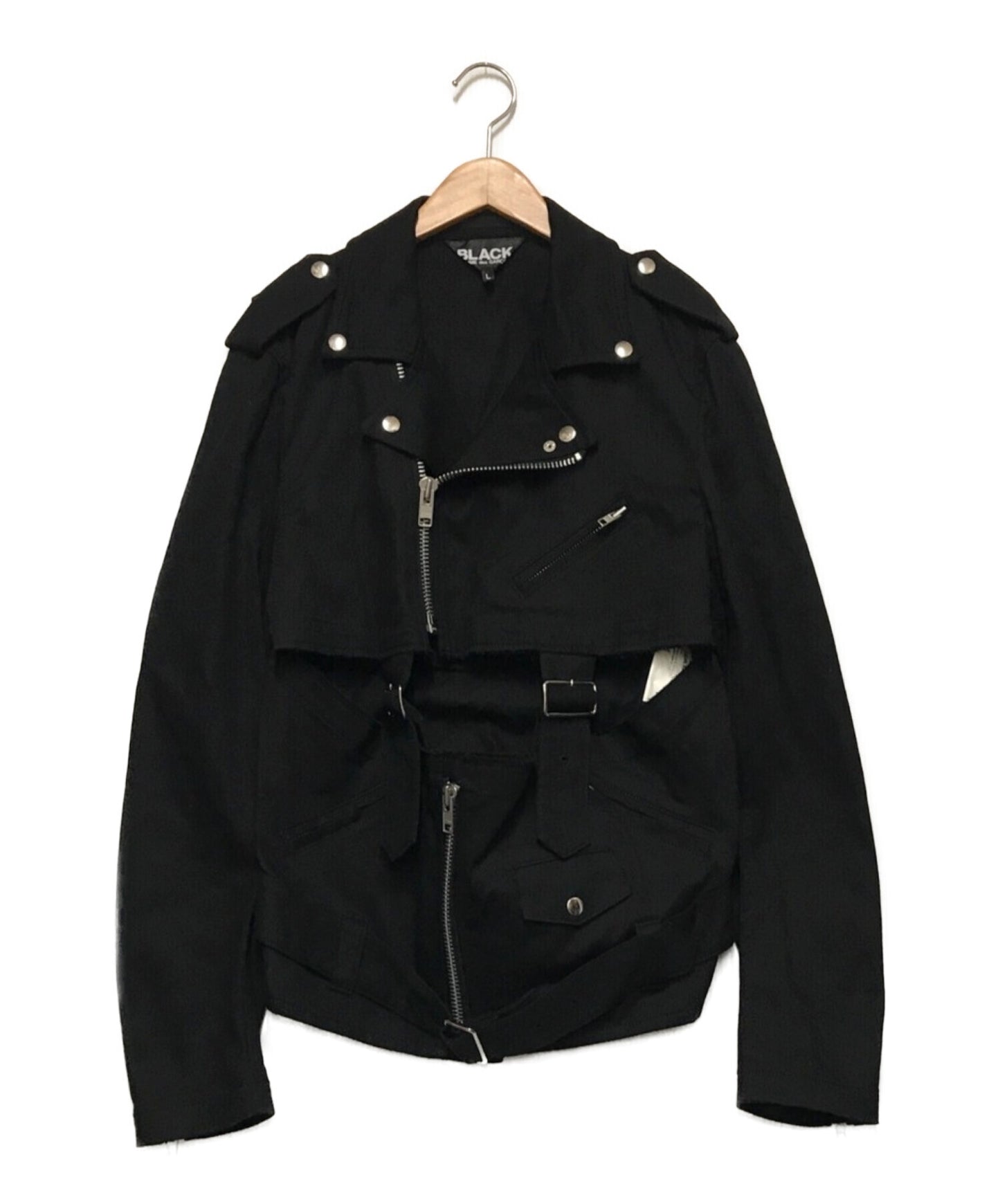 Black Comme des Garcons ตัดเข็มขัดตัวเมียแจ็คเก็ต 1G-J027