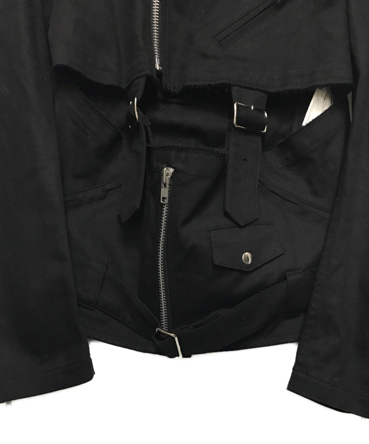 Black Comme des Garcons ตัดเข็มขัดตัวเมียแจ็คเก็ต 1G-J027