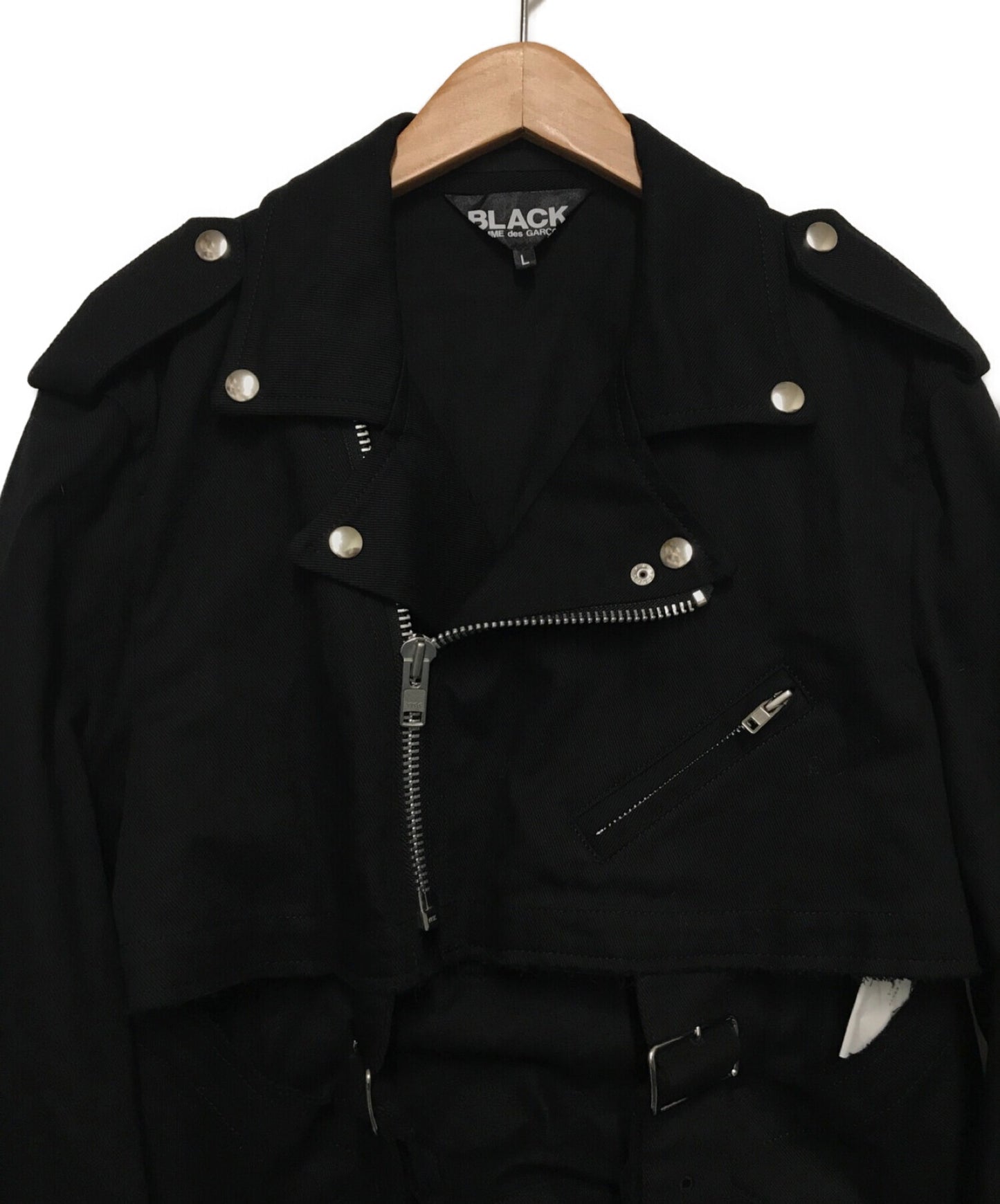 Black Comme des Garcons ตัดเข็มขัดตัวเมียแจ็คเก็ต 1G-J027