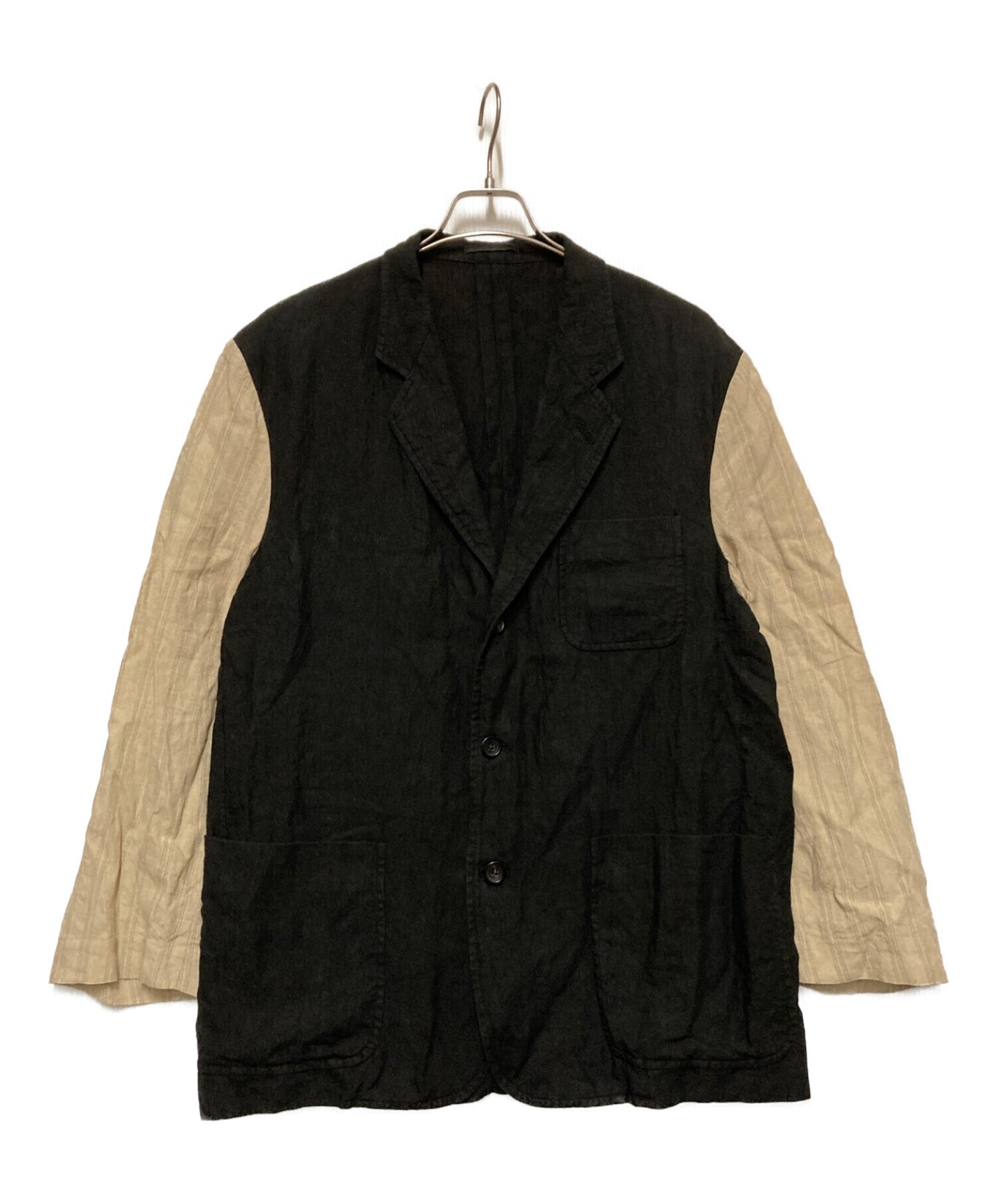 COMME DES GARCONS HOMME舊] 90年代3B亞麻量身定制的外套 /開關的亞麻裁縫夾克HJ-02013M AD1994