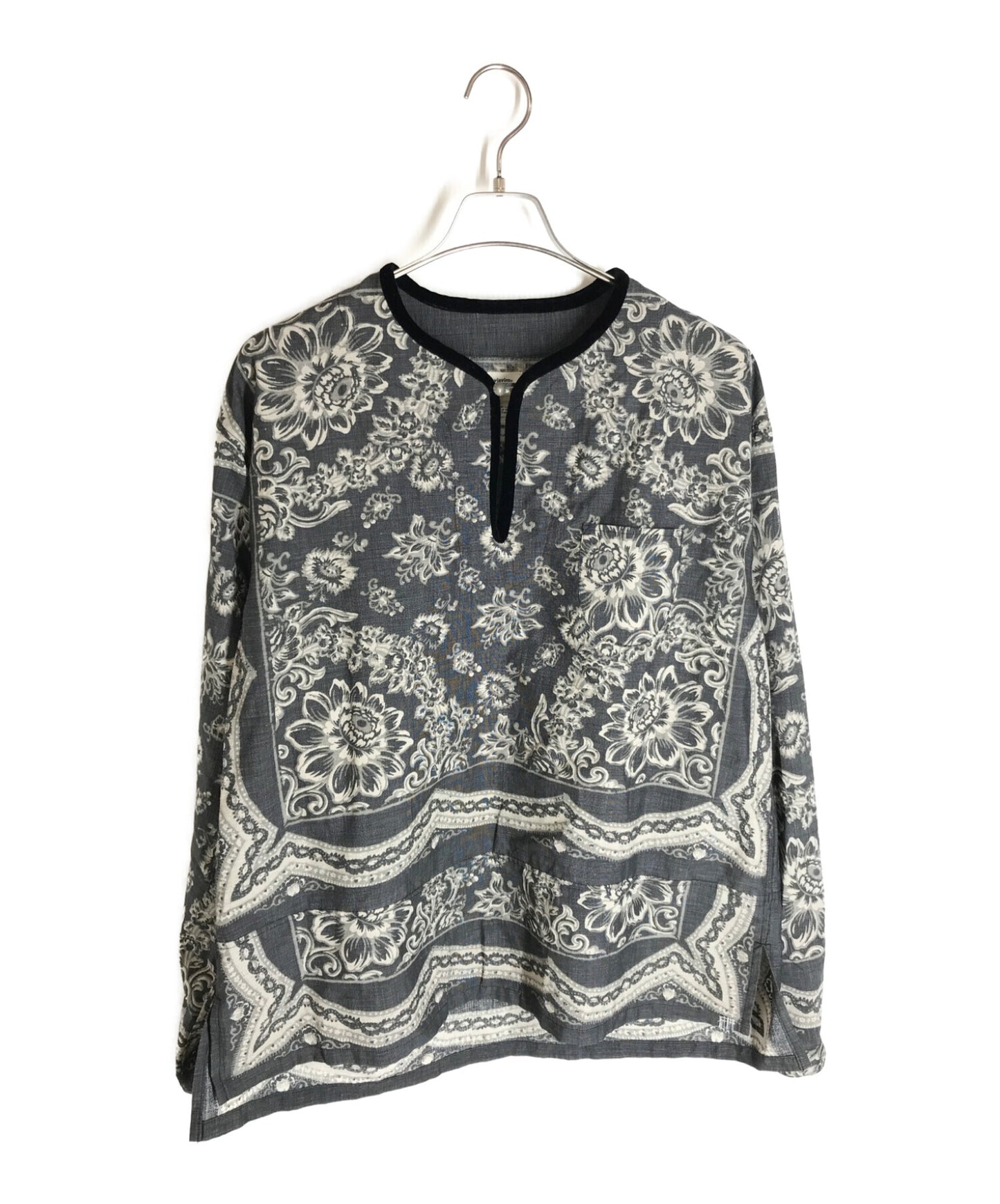 VISVIM ビズビム 22SS 0122105011013 TUNIC P.O. WILDFLOWER P.W. チュニック プルオーバー 長袖 シャツ ブラック系 2【極上美品】