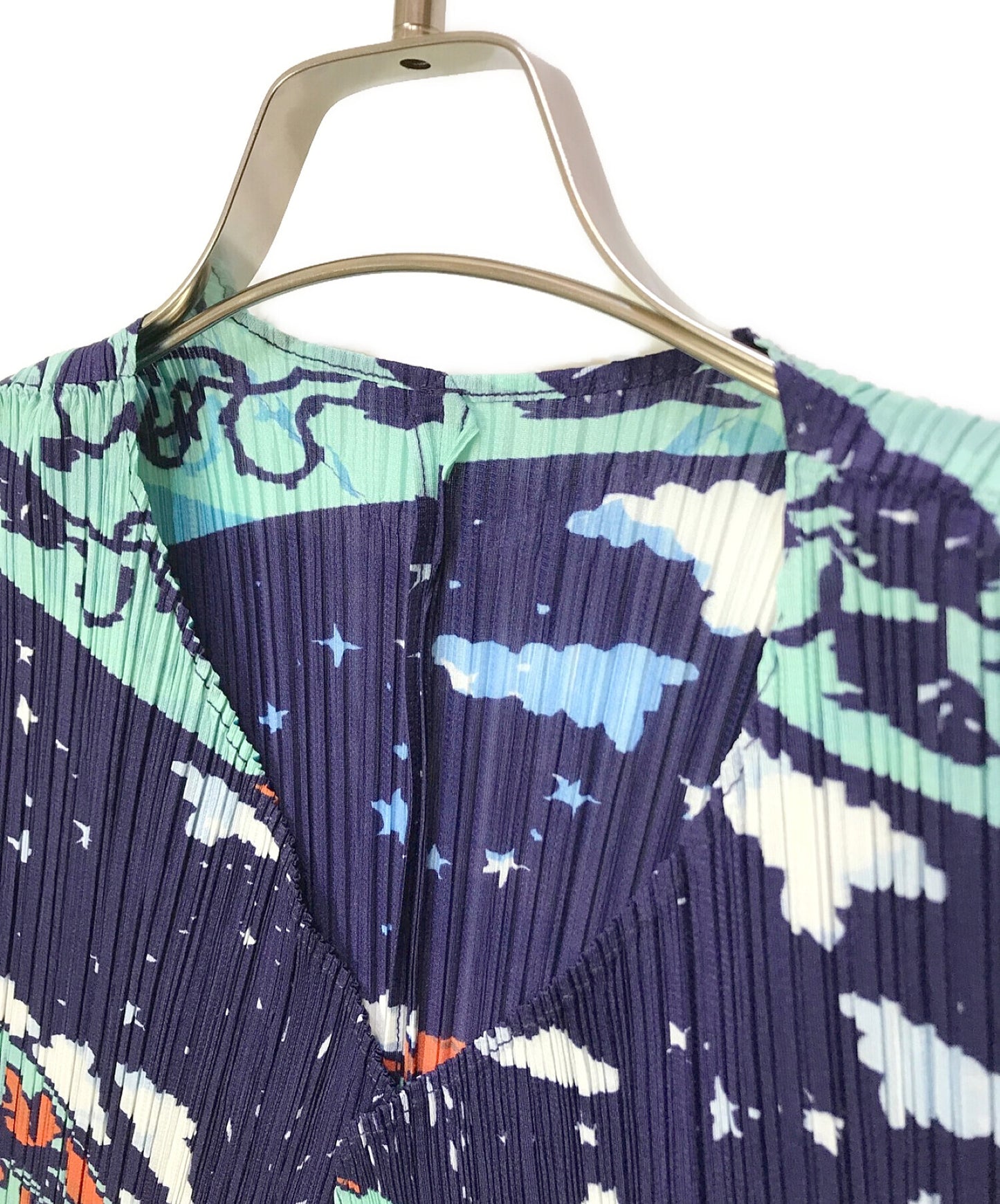 [Pre-owned] PLEATS PLEASE World Map Transfer Pleated Cardigan PP23-J0606