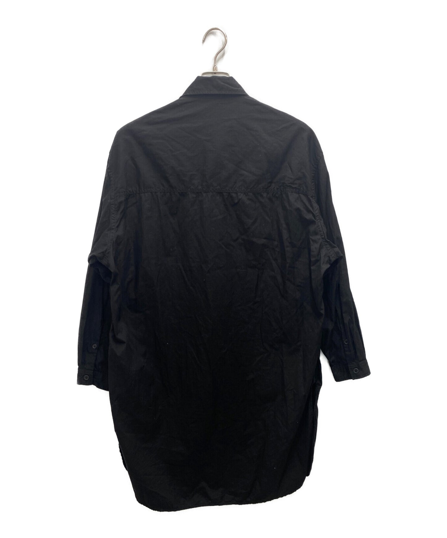 yohji yamamoto 면화 넓은 클로스 고리 스티치 긴 셔츠 hn-b02-001