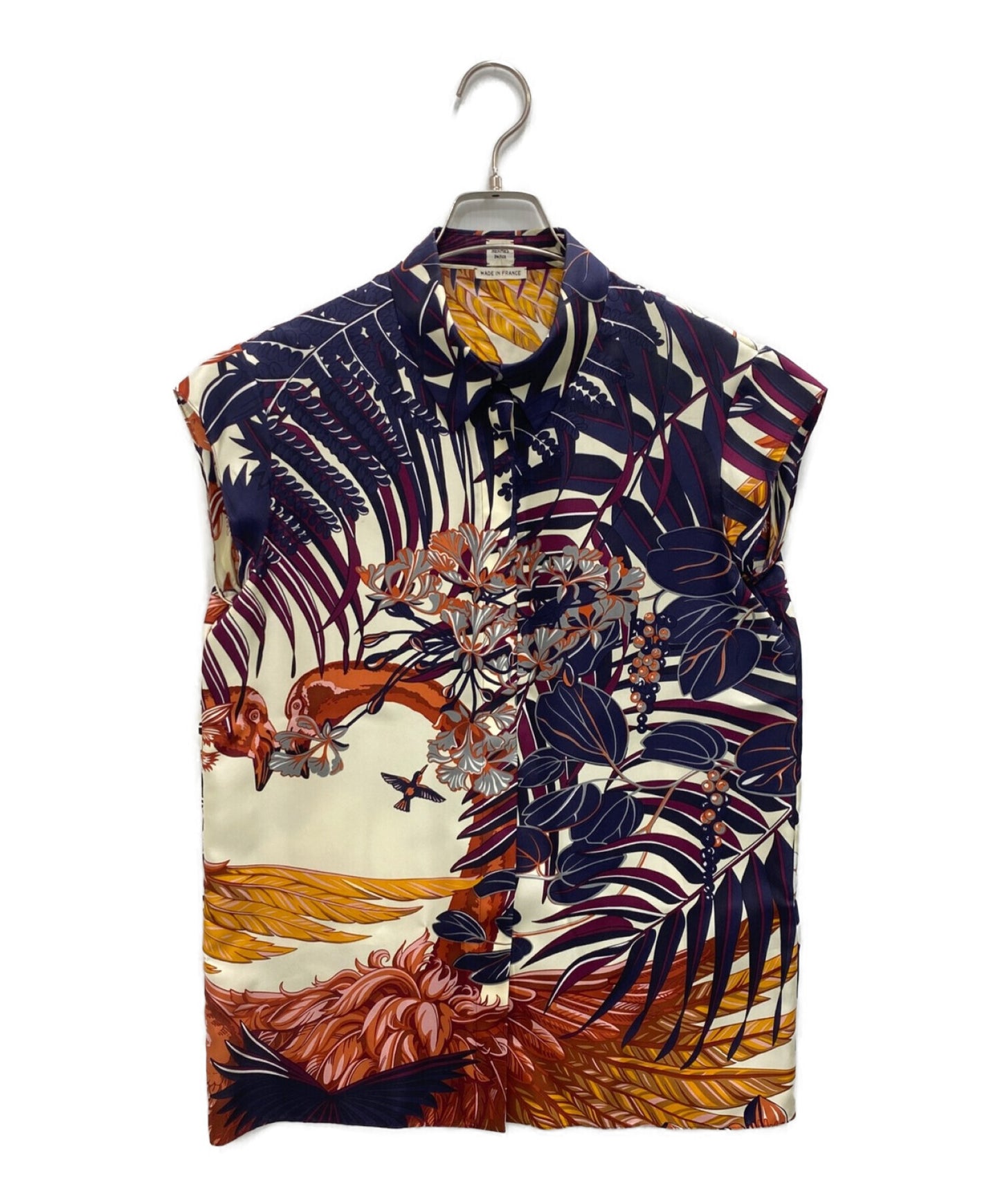 [Pre-owned] HERMES Carre Sleeveless Shirt 100% silk