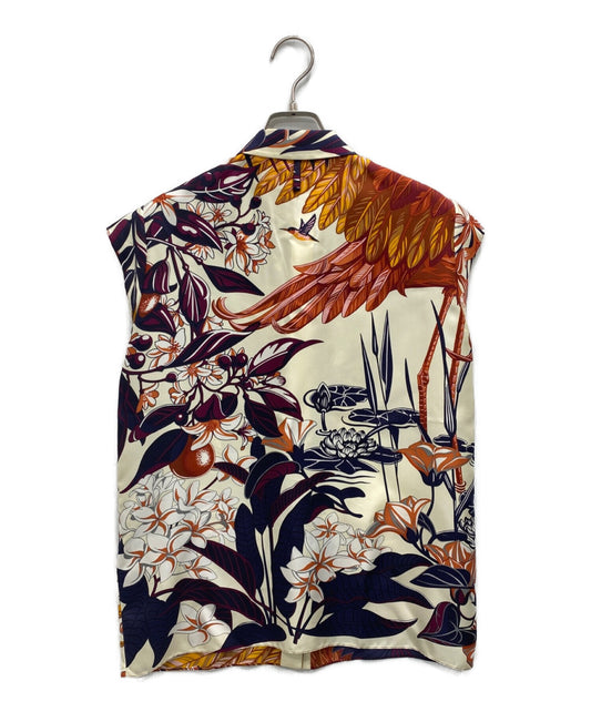 [Pre-owned] HERMES Carre Sleeveless Shirt 100% silk