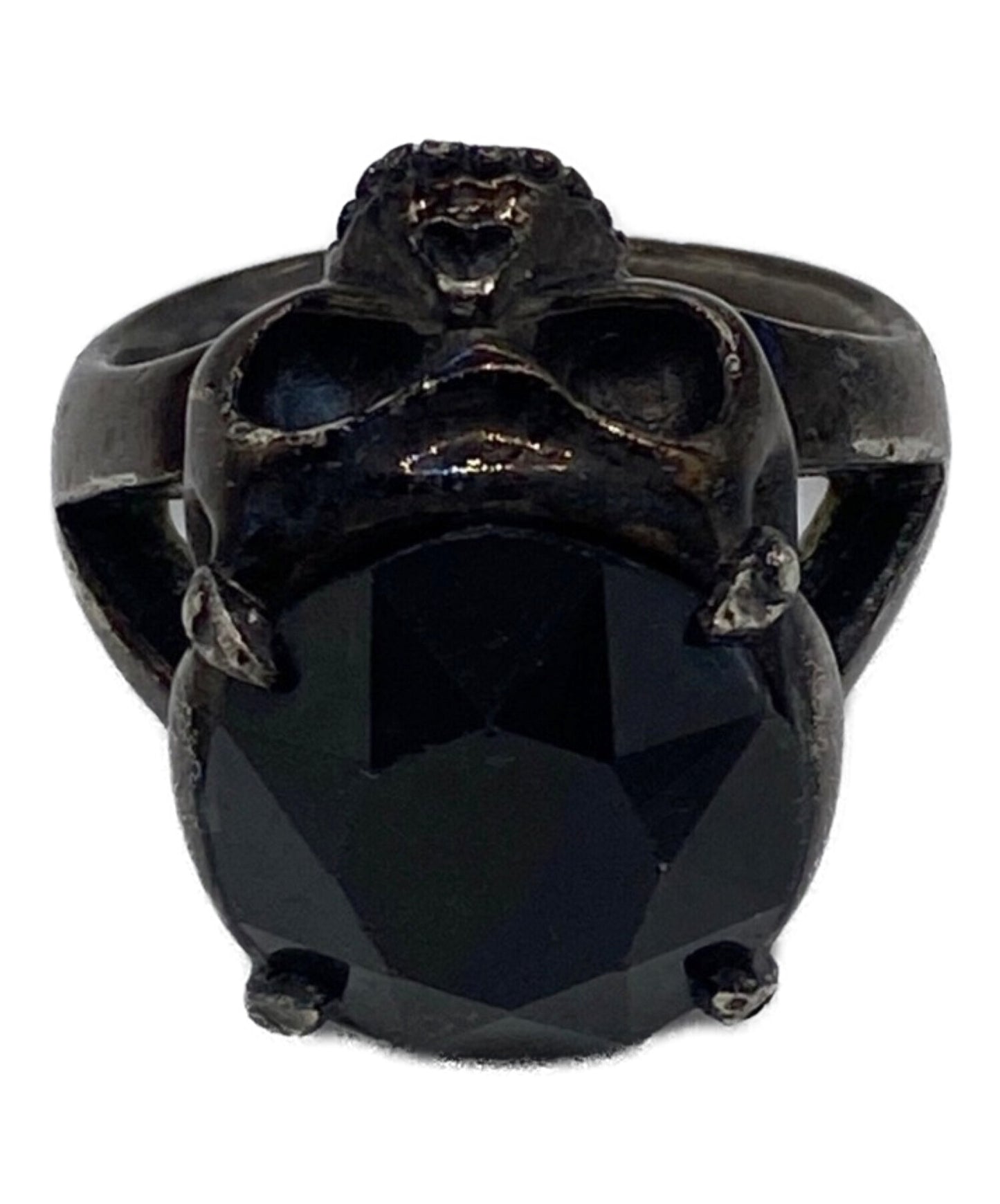 [Pre-owned] NUMBER (N)INE Black coated skull ring S06-NA003