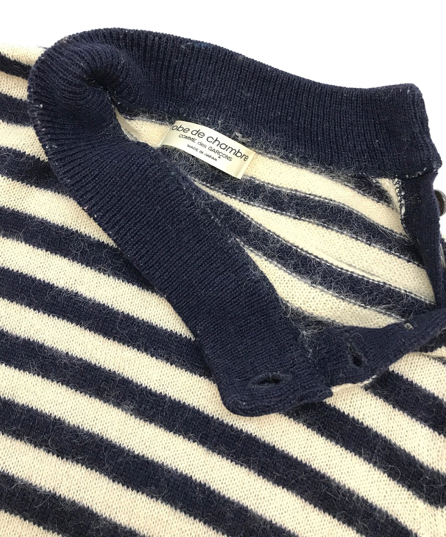 ROBE DE CHAMBRE COMME DES GARCONS [OLD] Mohair Blend Shoulder Button Border  Knit RK-N036