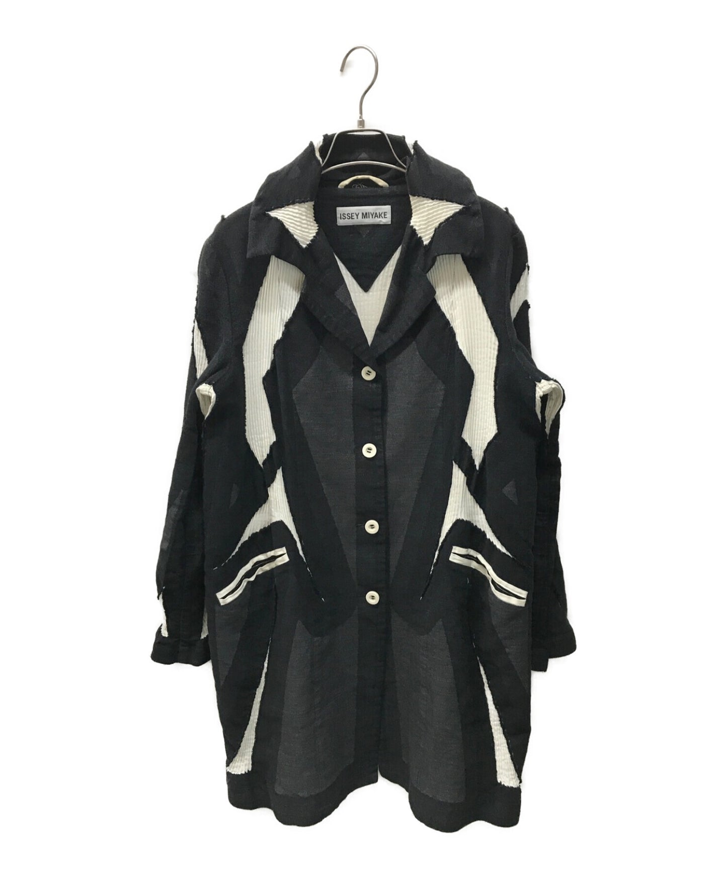 [Pre-owned] ISSEY MIYAKE Pleated Jacquard Jacket Patchwork Coat IM31FD505